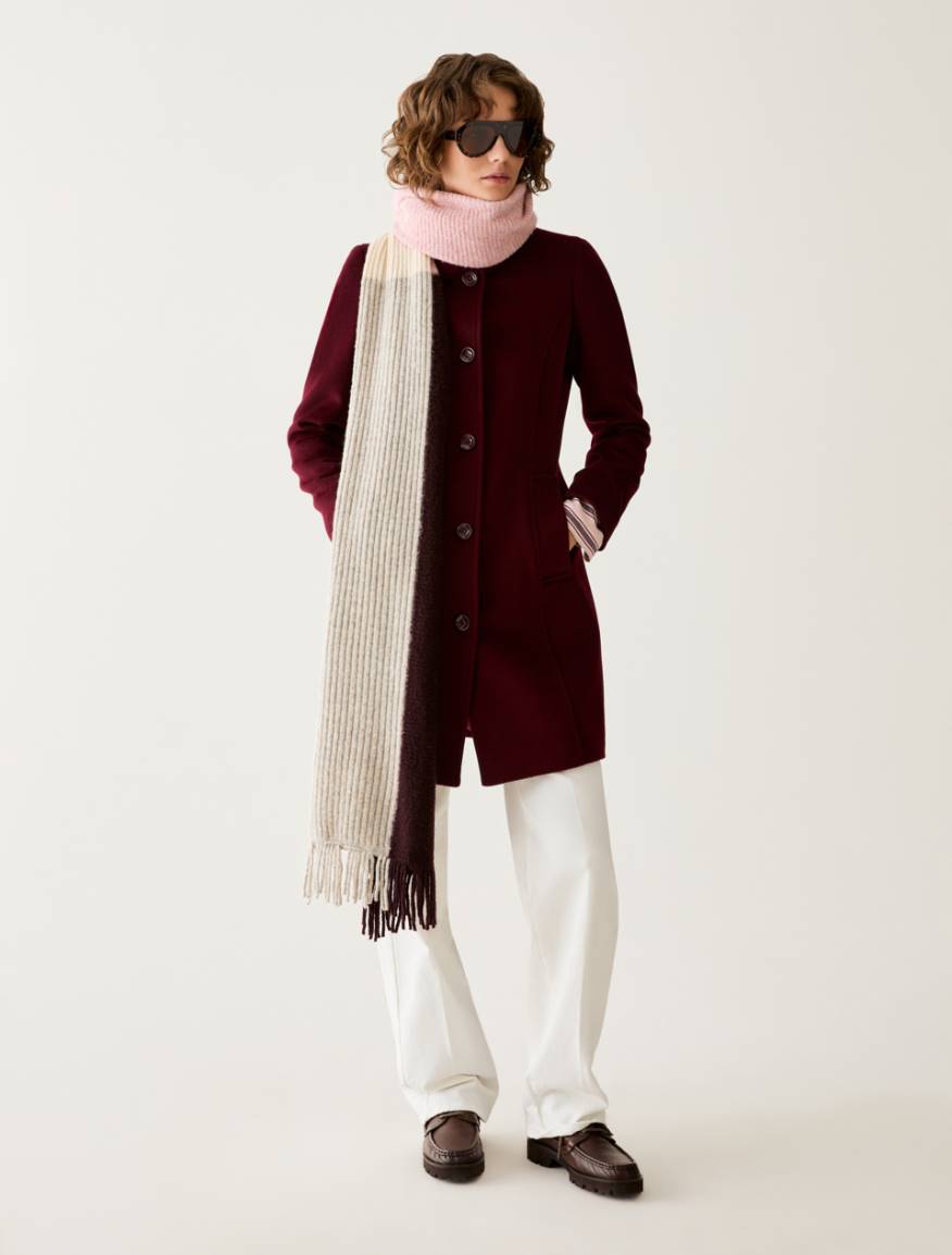 Slim Wool Drap Coat - BORDEAUX - Pennyblack - 5