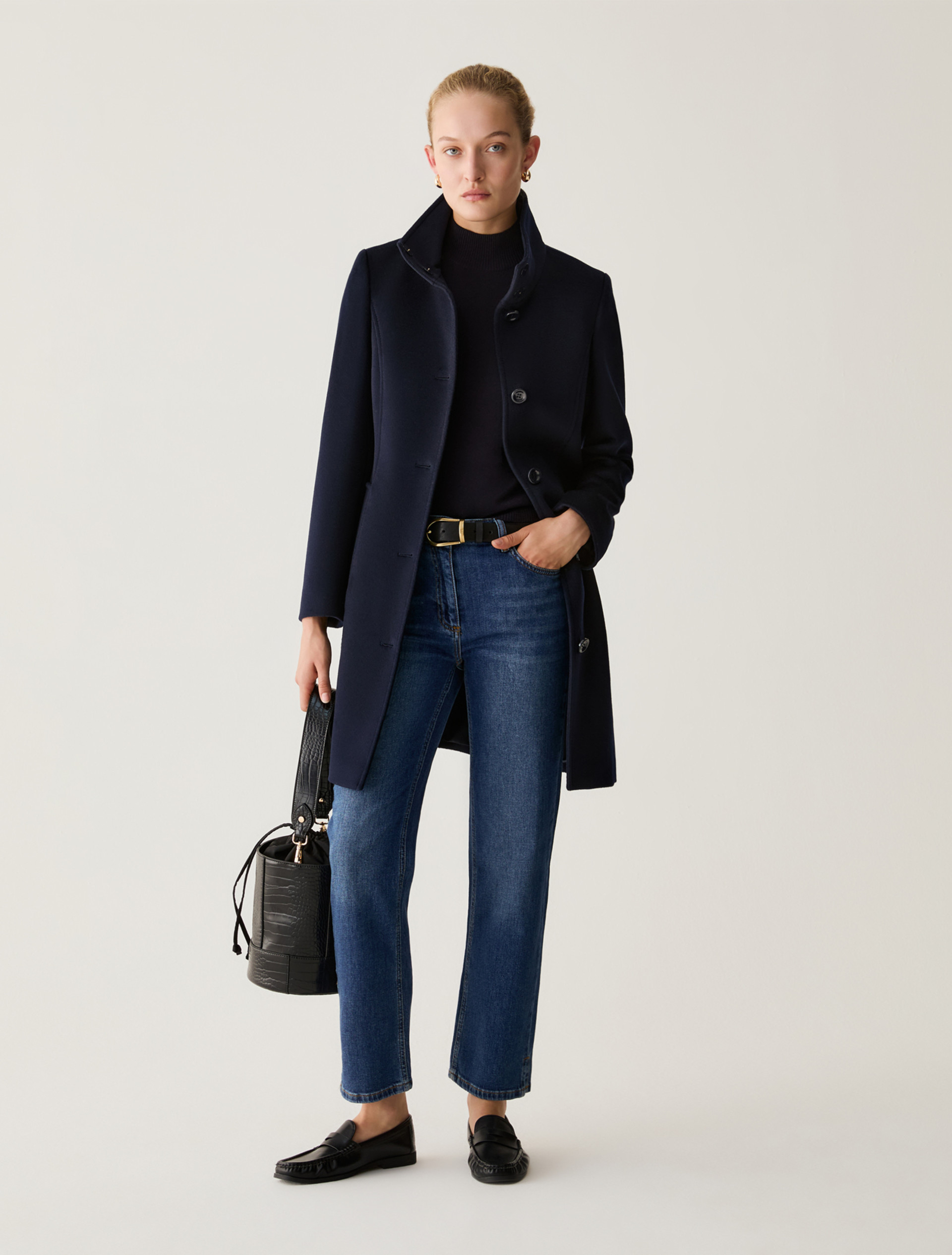 Slim Wool Drap Coat - MIDNIGHTBLUE - Pennyblack - 5