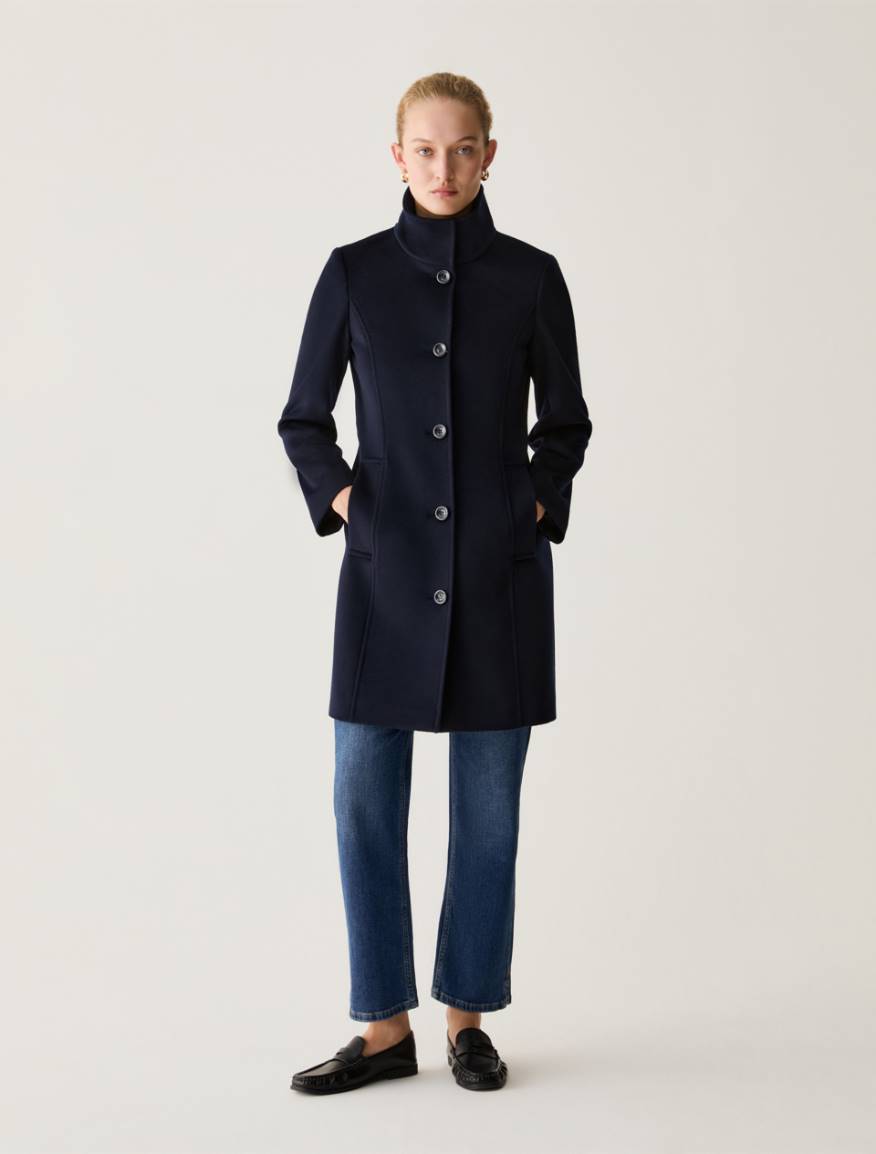 Slim Wool Drap Coat - MIDNIGHTBLUE - Pennyblack