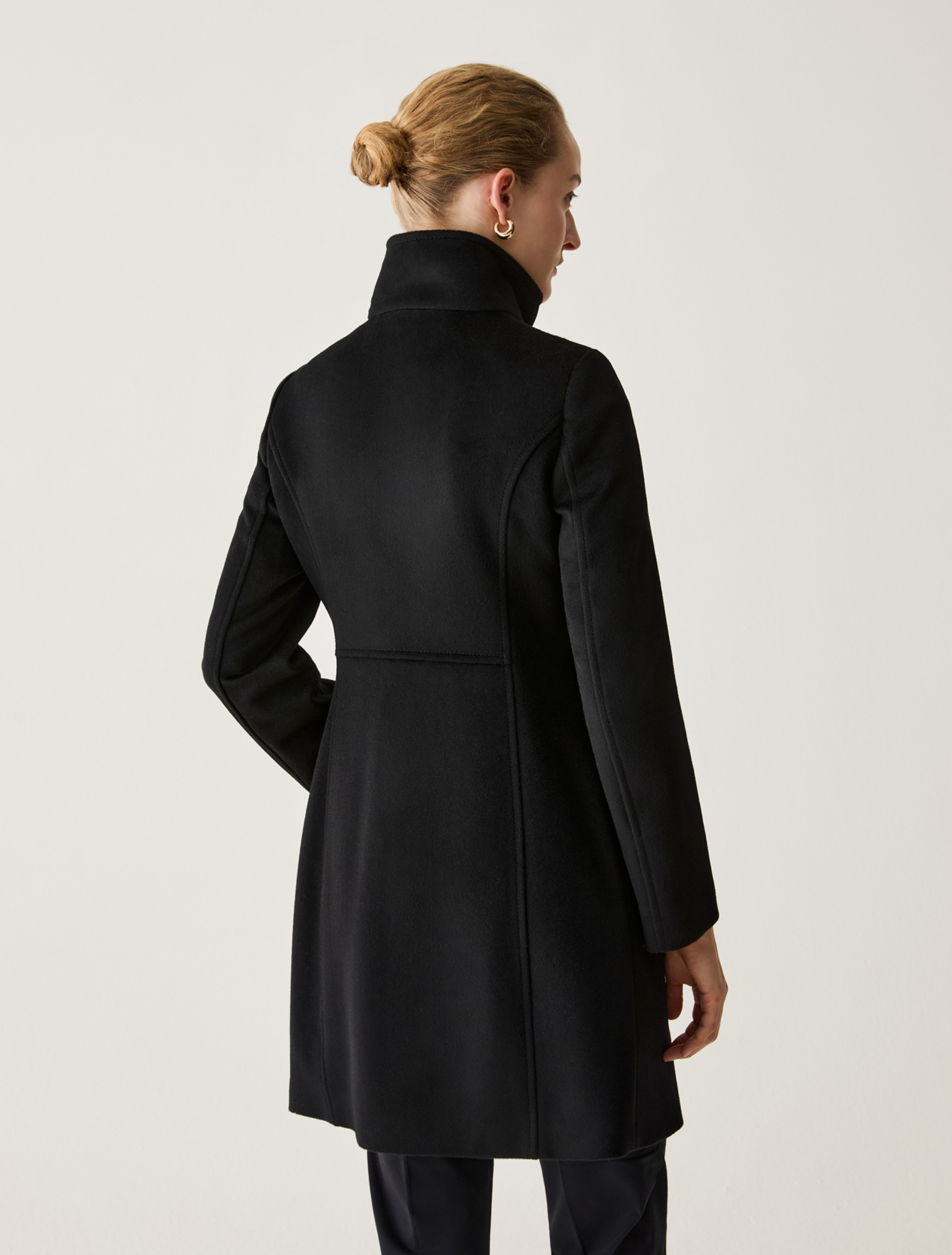 Slim Wool Drap Coat - BLACK - Pennyblack - 3