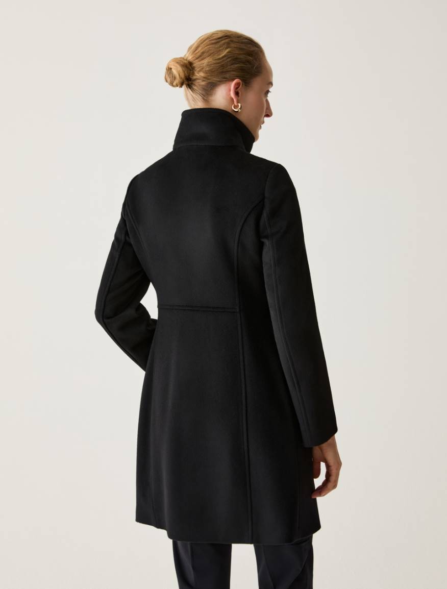 Slim Wool Drap Coat - BLACK - Pennyblack - 3