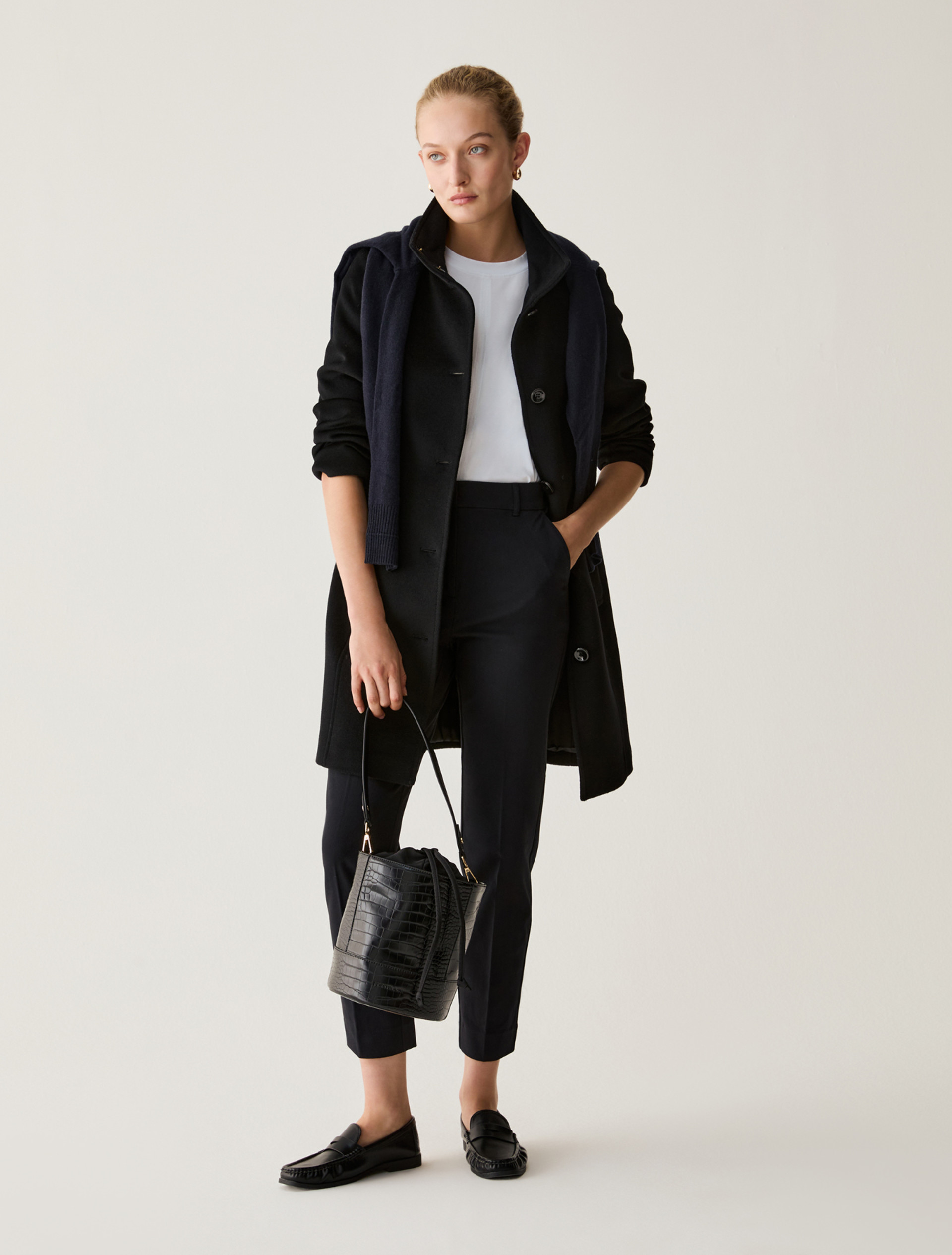 Slim Wool Drap Coat - BLACK - Pennyblack - 5