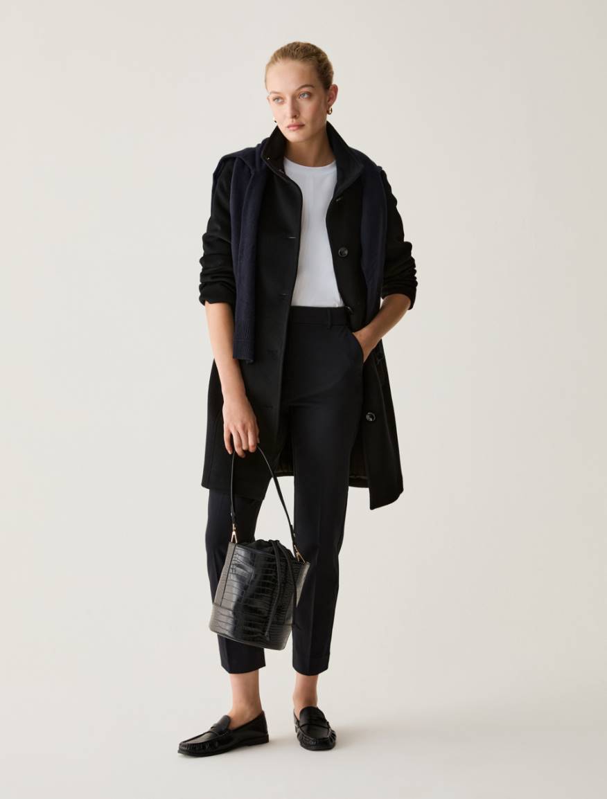 Slim Wool Drap Coat - BLACK - Pennyblack - 5