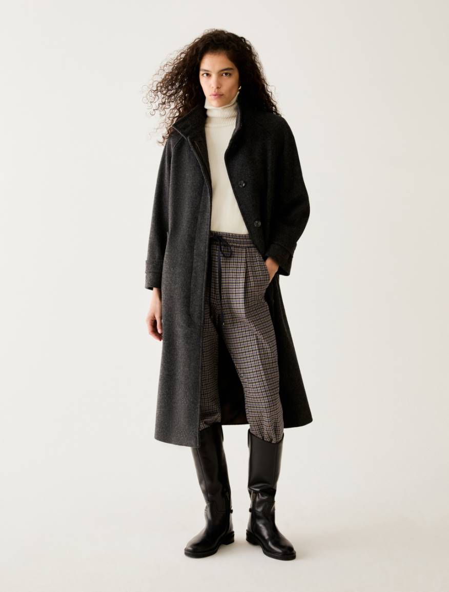 Wool-blend midi coat - DARK GREY - Pennyblack