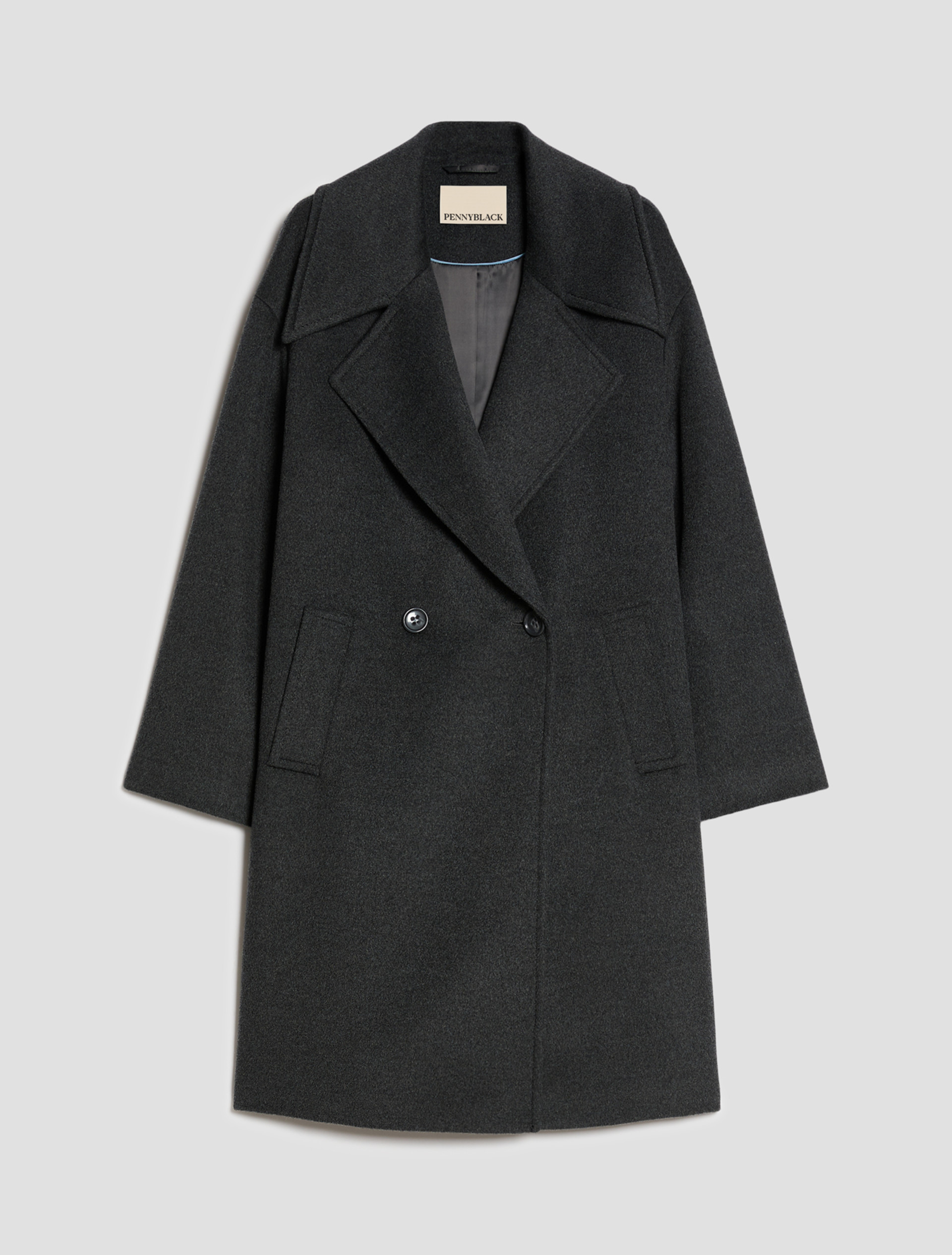 Oversized coat in wool drap - MELANGE GREY - Pennyblack - 2