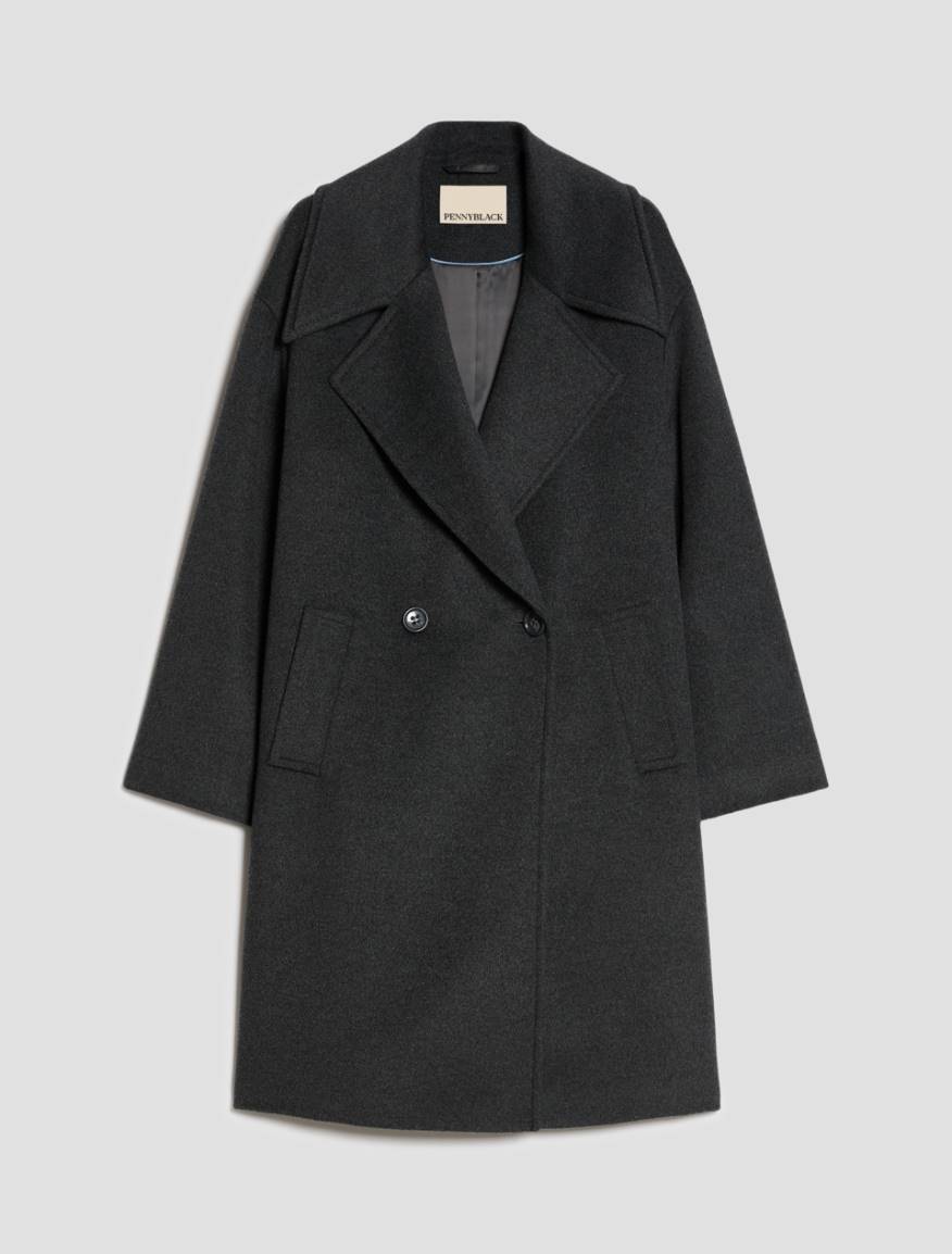Oversized coat in wool drap - MELANGE GREY - Pennyblack - 2