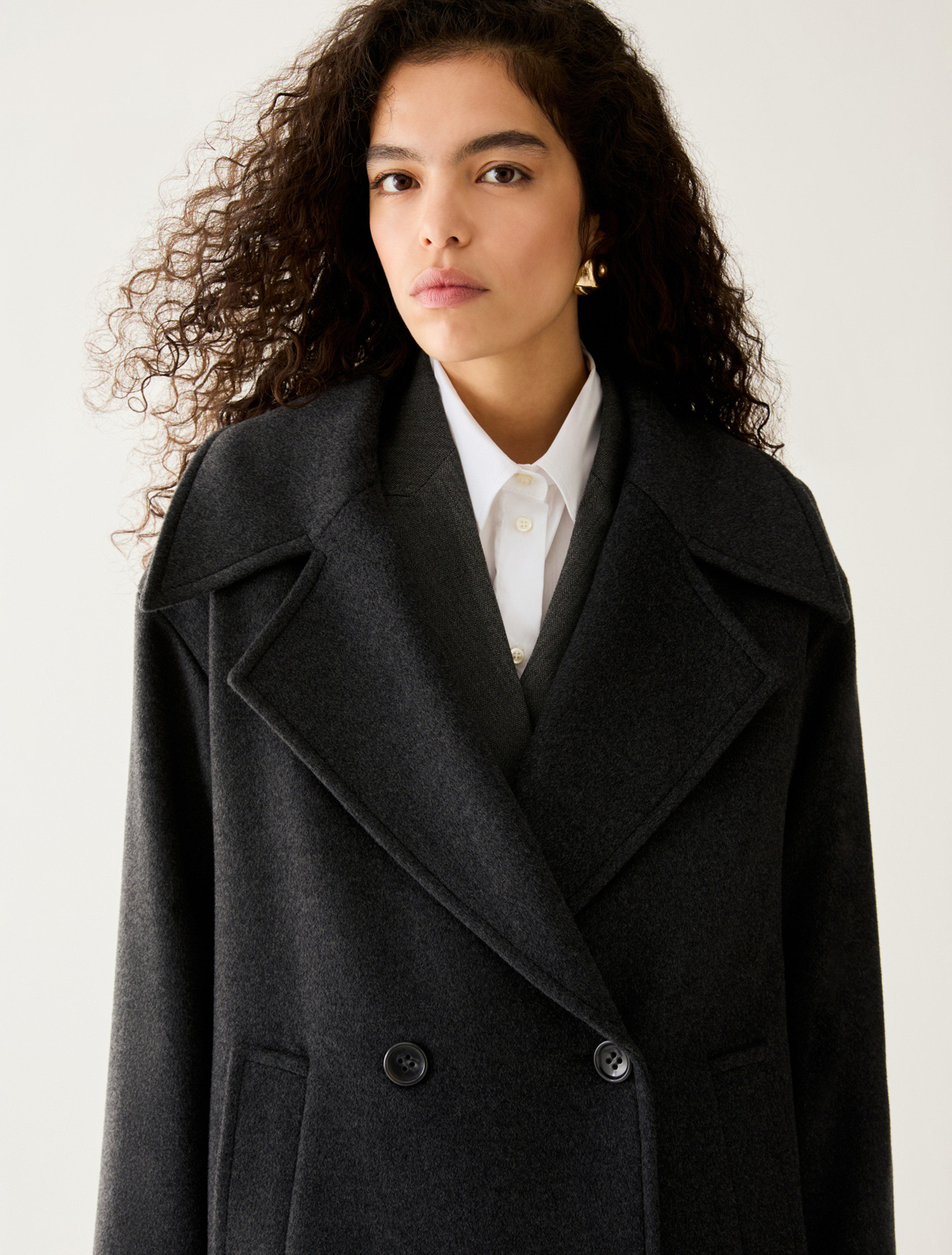 Oversized coat in wool drap - MELANGE GREY - Pennyblack - 4