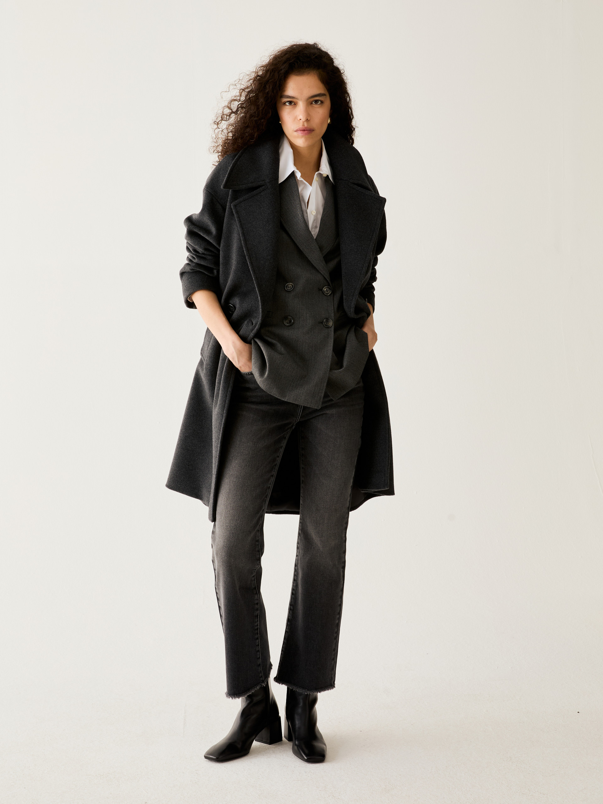 Oversized coat in wool drap - MELANGE GREY - Pennyblack - 5