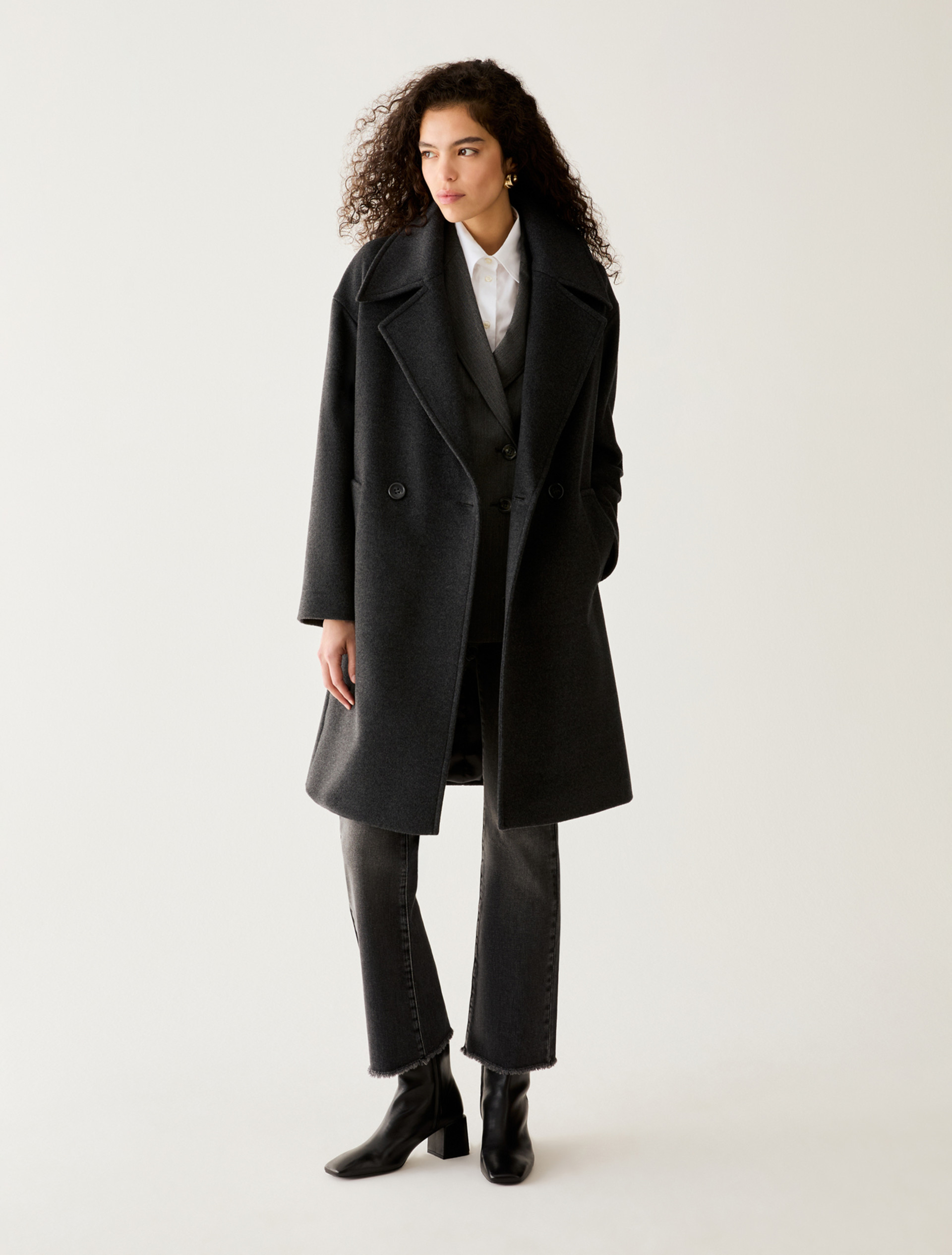 Oversized coat in wool drap - MELANGE GREY - Pennyblack - 1