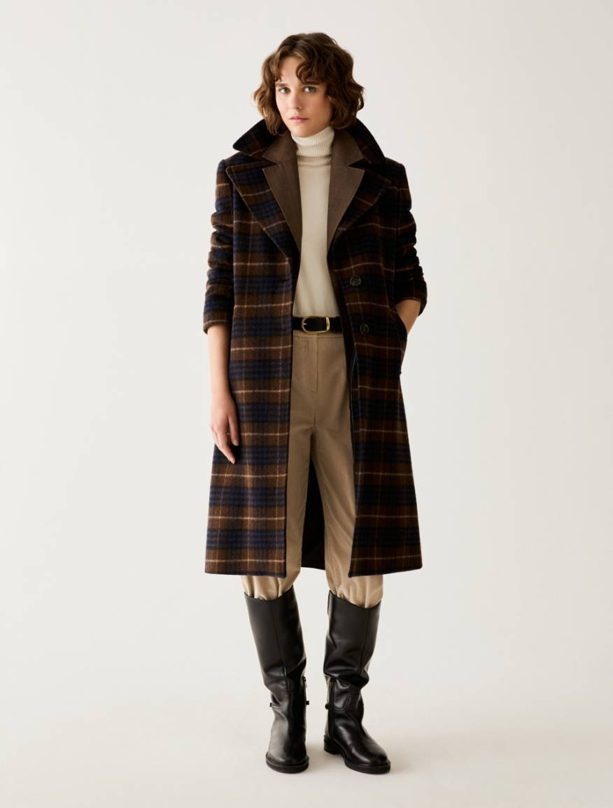 Checked coat - BROWN - Pennyblack