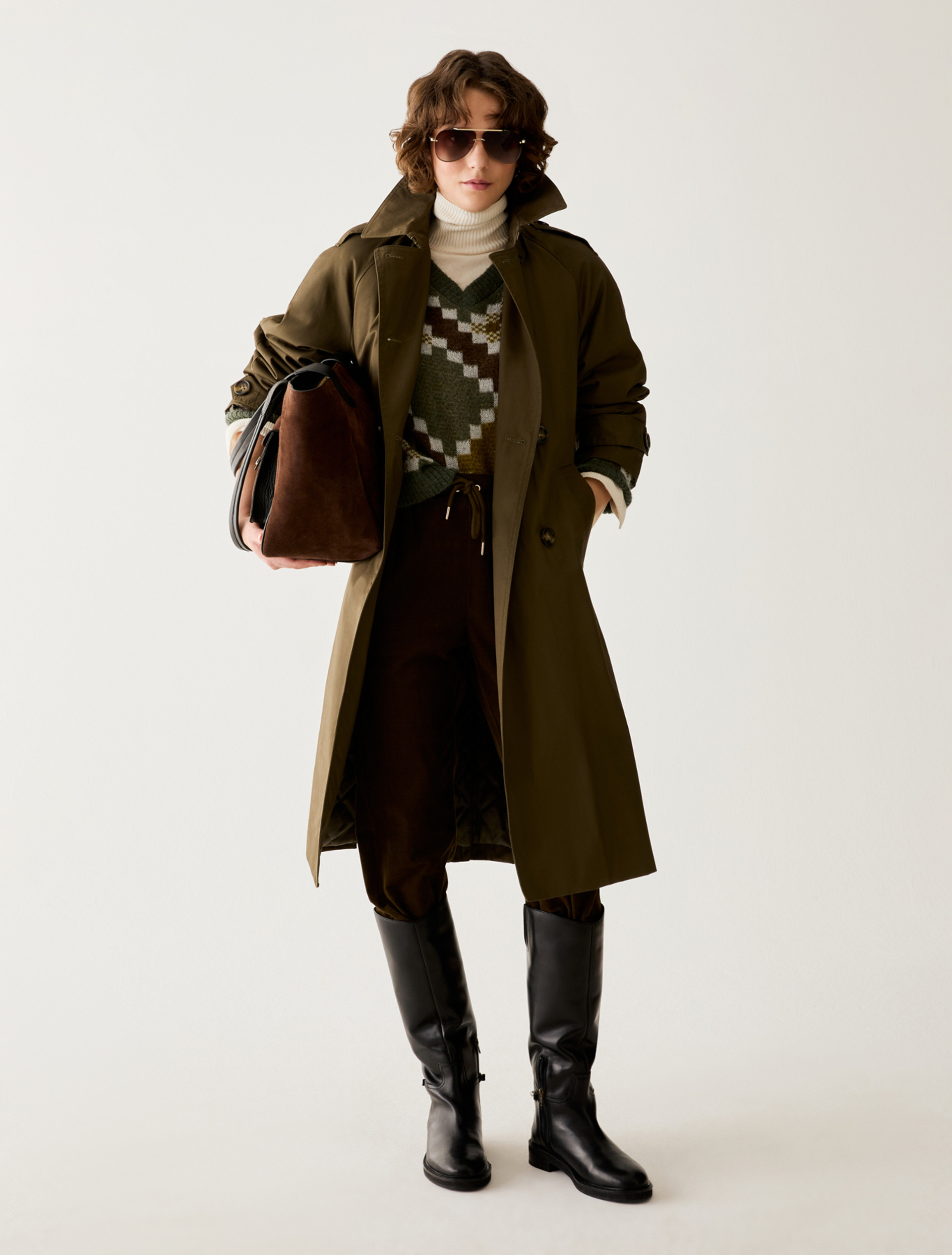 Water-repellent gabardine trench coat - KAKI - Pennyblack - 5