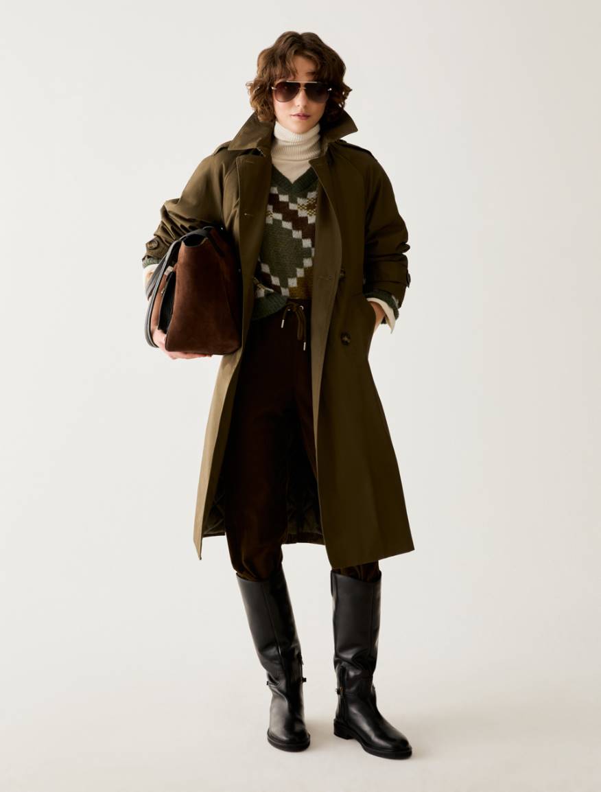Water-repellent gabardine trench coat - KAKI - Pennyblack - 5