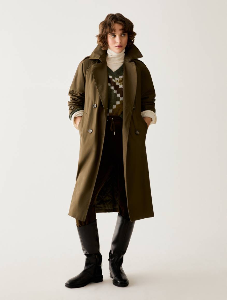 Water-repellent gabardine trench coat - KAKI - Pennyblack
