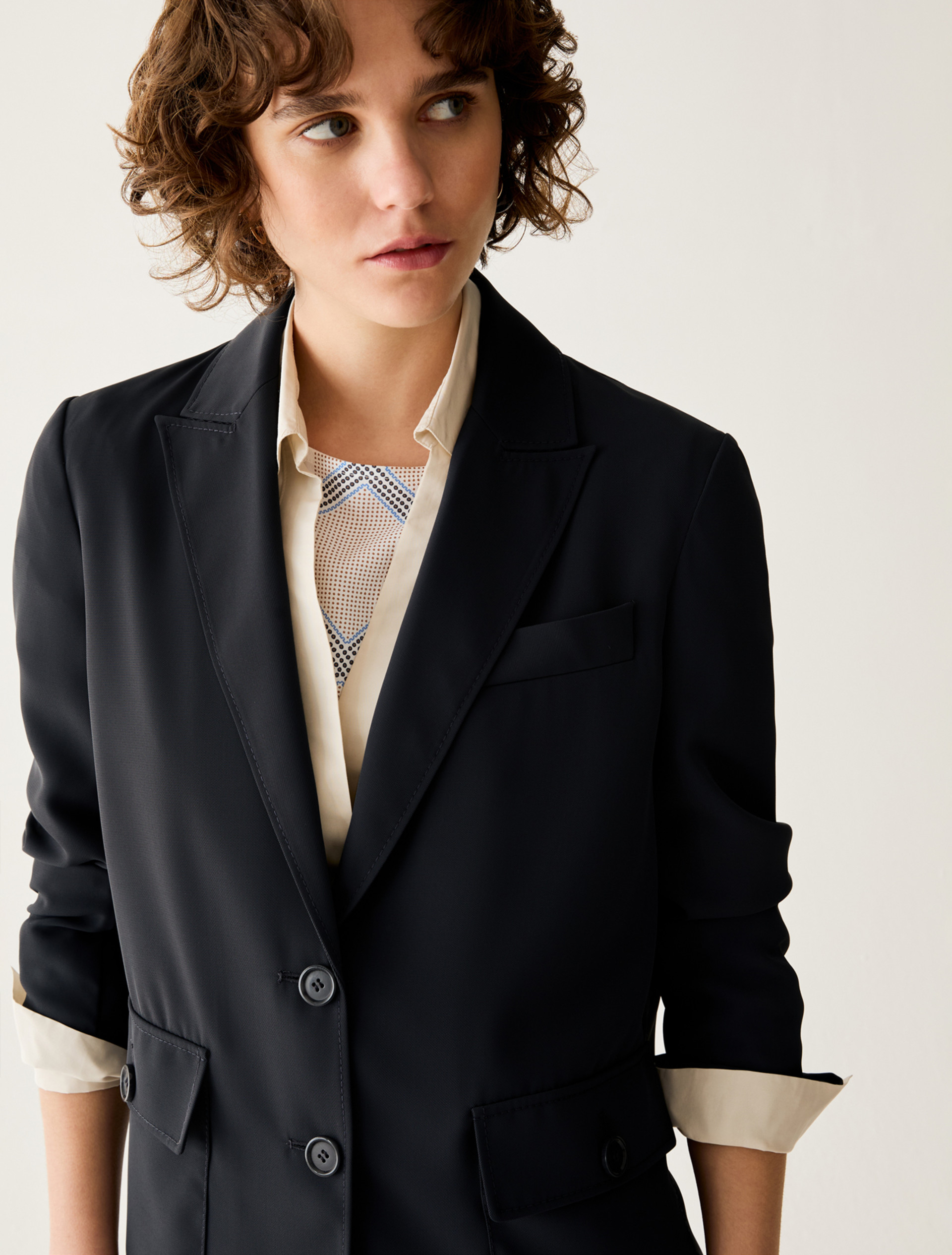 Fluid single-breasted blazer - NAVY - pennyblack