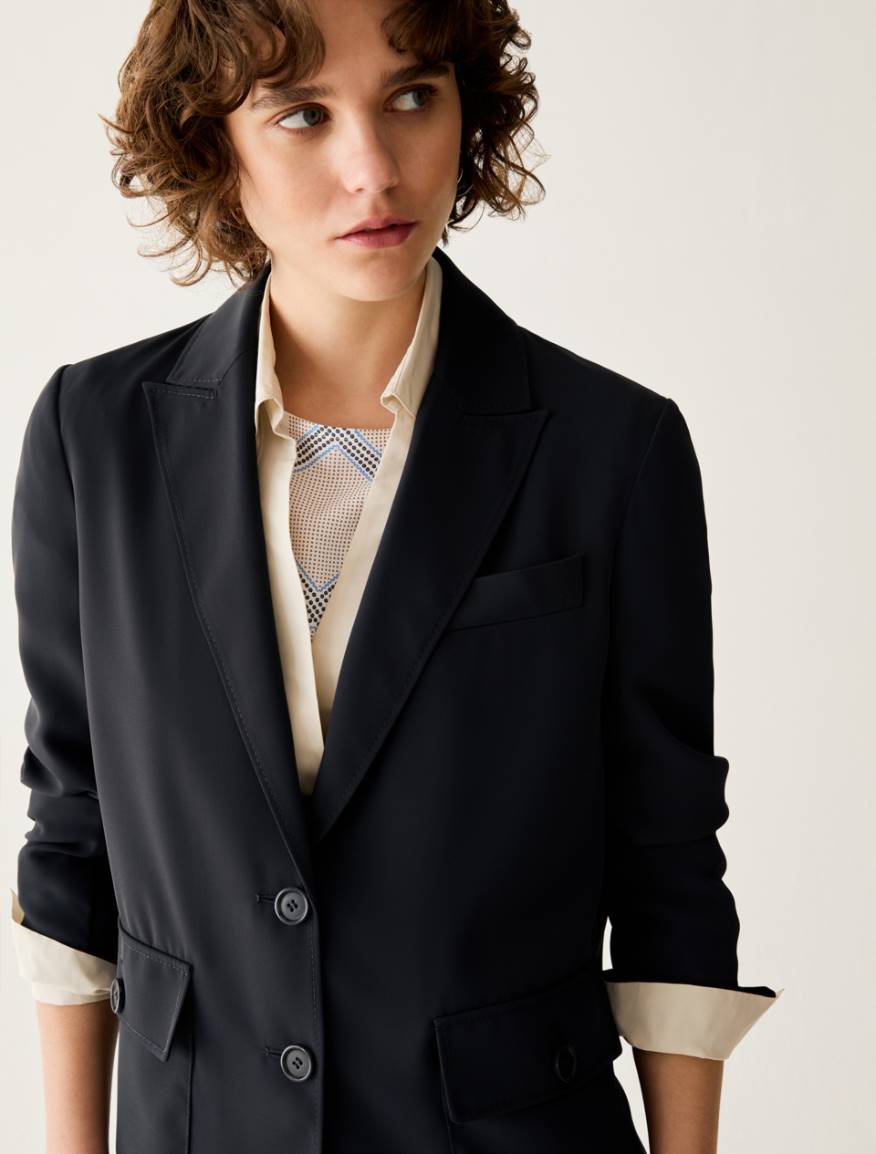 Fluid single-breasted blazer - NAVY - Pennyblack - 4