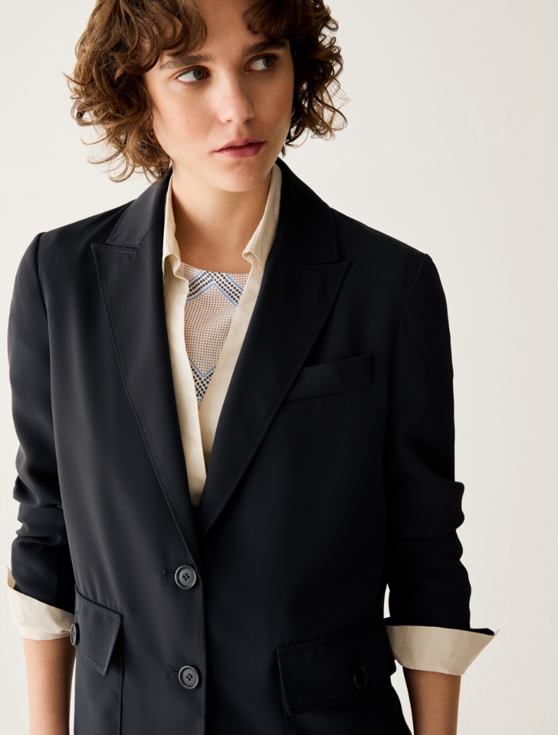 Fluid single-breasted blazer - NAVY - pennyblack