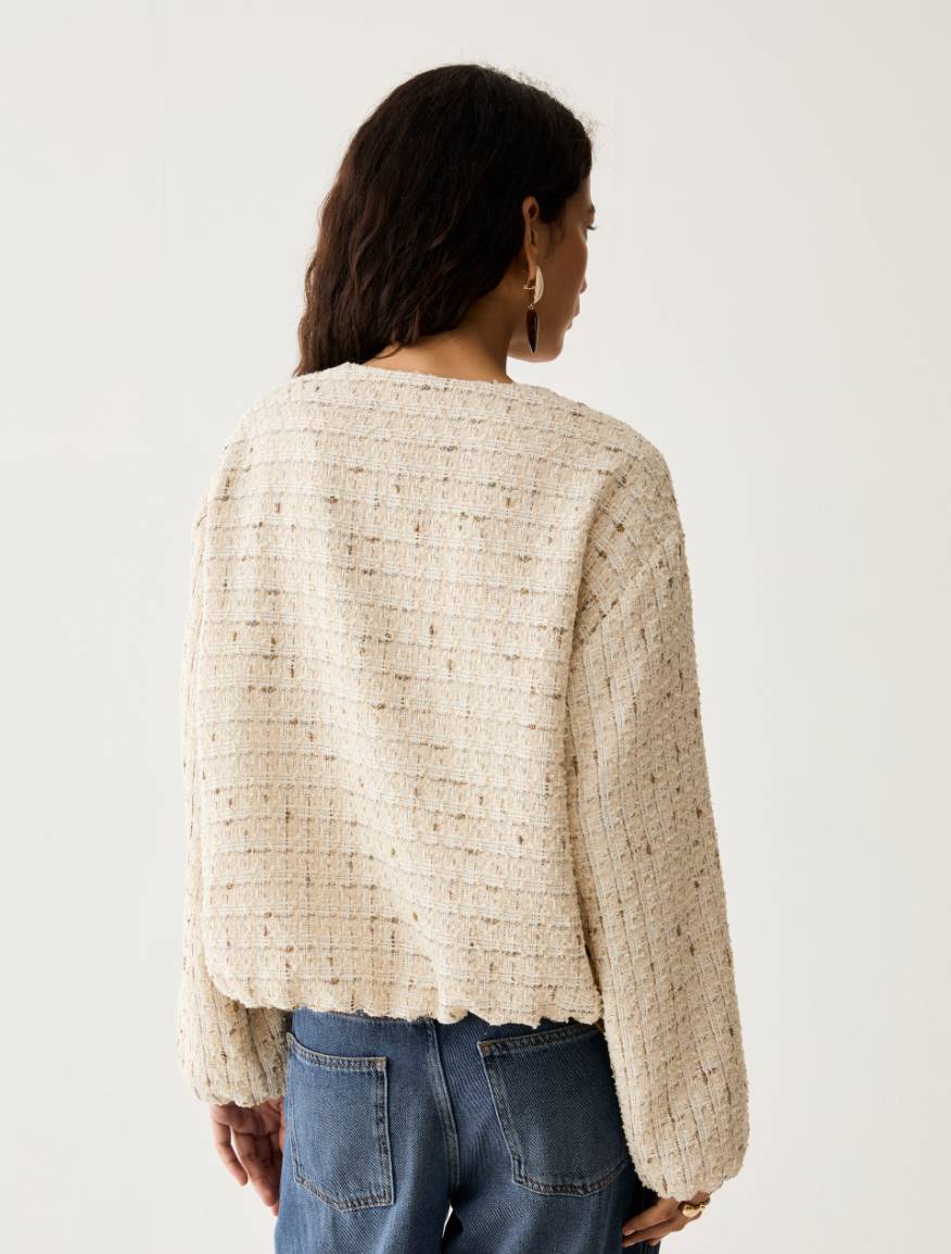 Lamé basketweave bomber jacket - WOOL WHITE - Pennyblack - 3