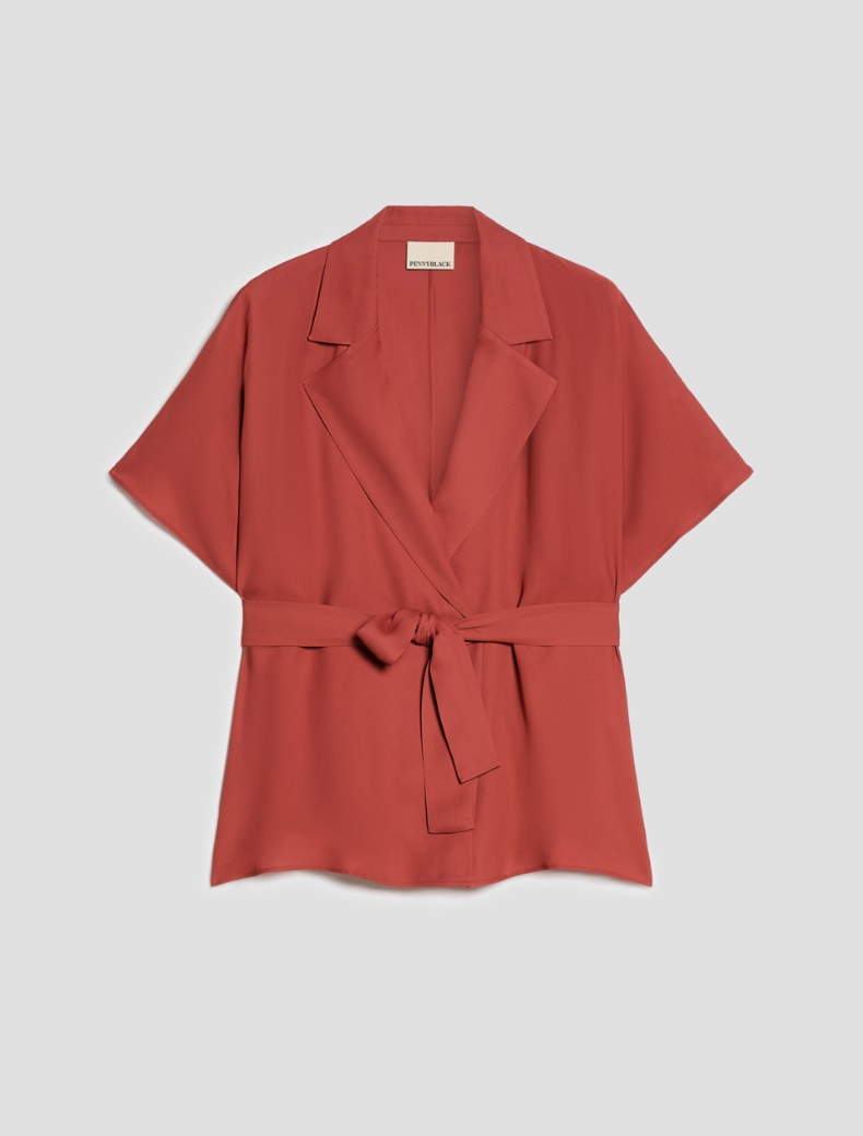 Double georgette blazer - RED - pennyblack