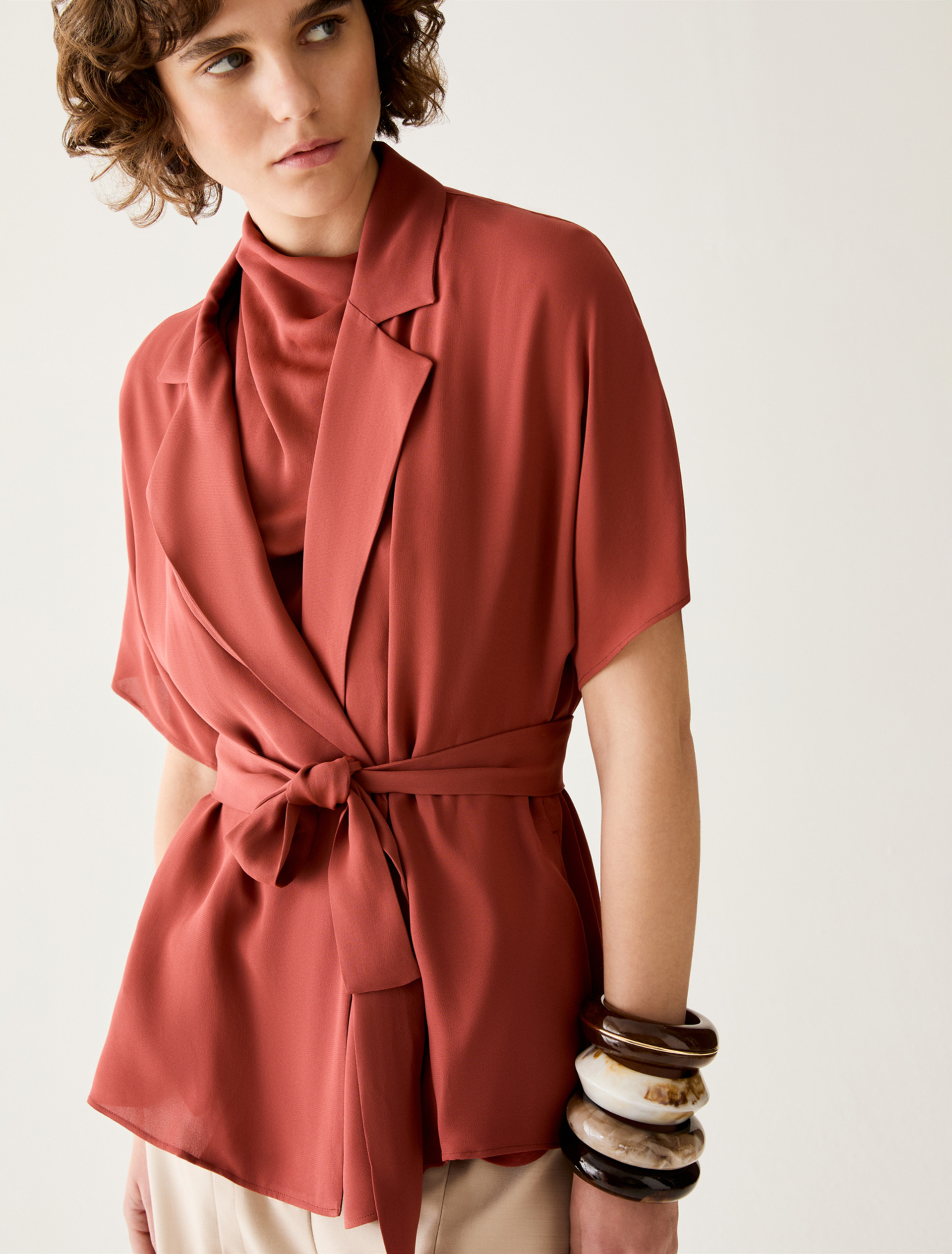 Double georgette blazer - RED - pennyblack