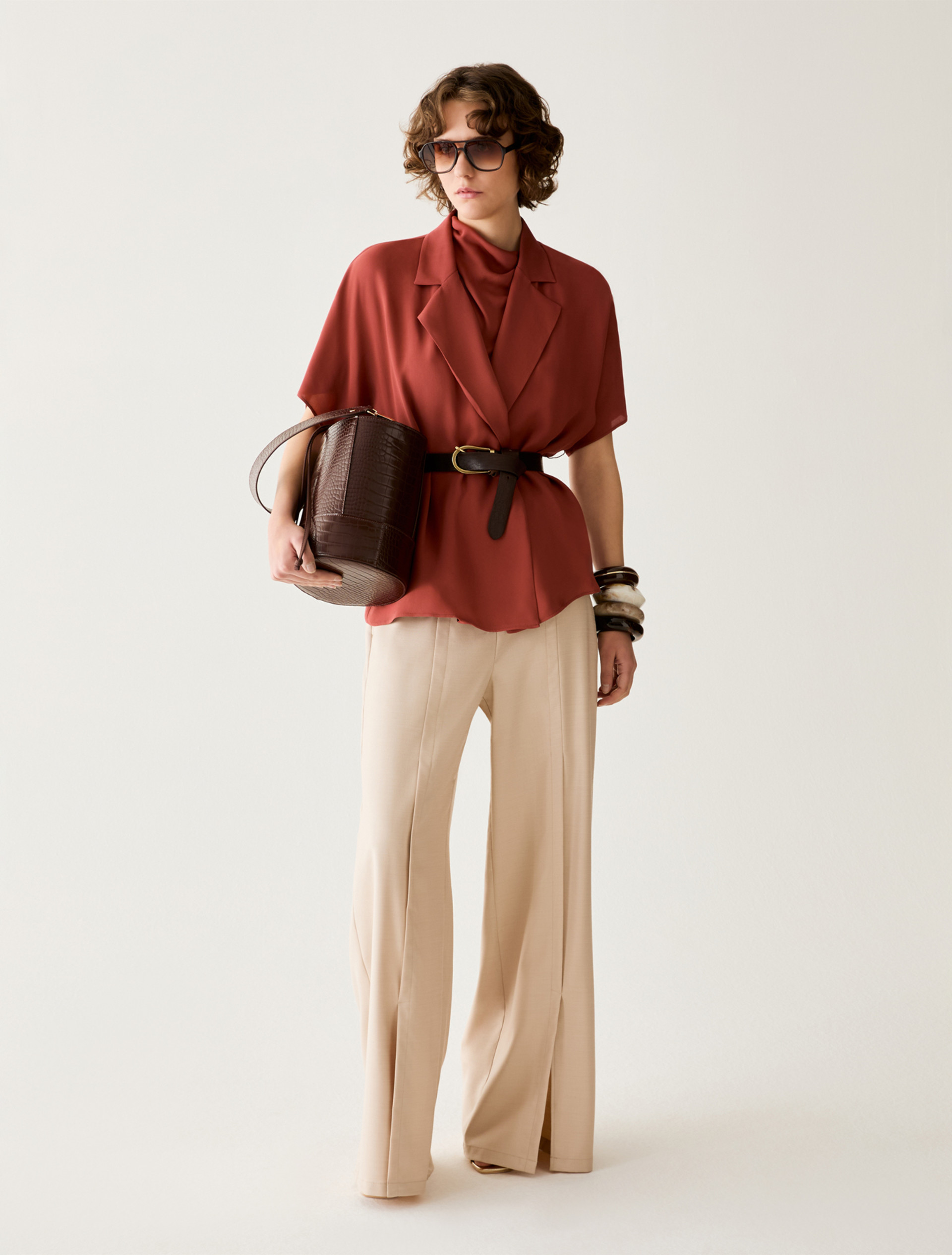 Double georgette blazer - RED - pennyblack