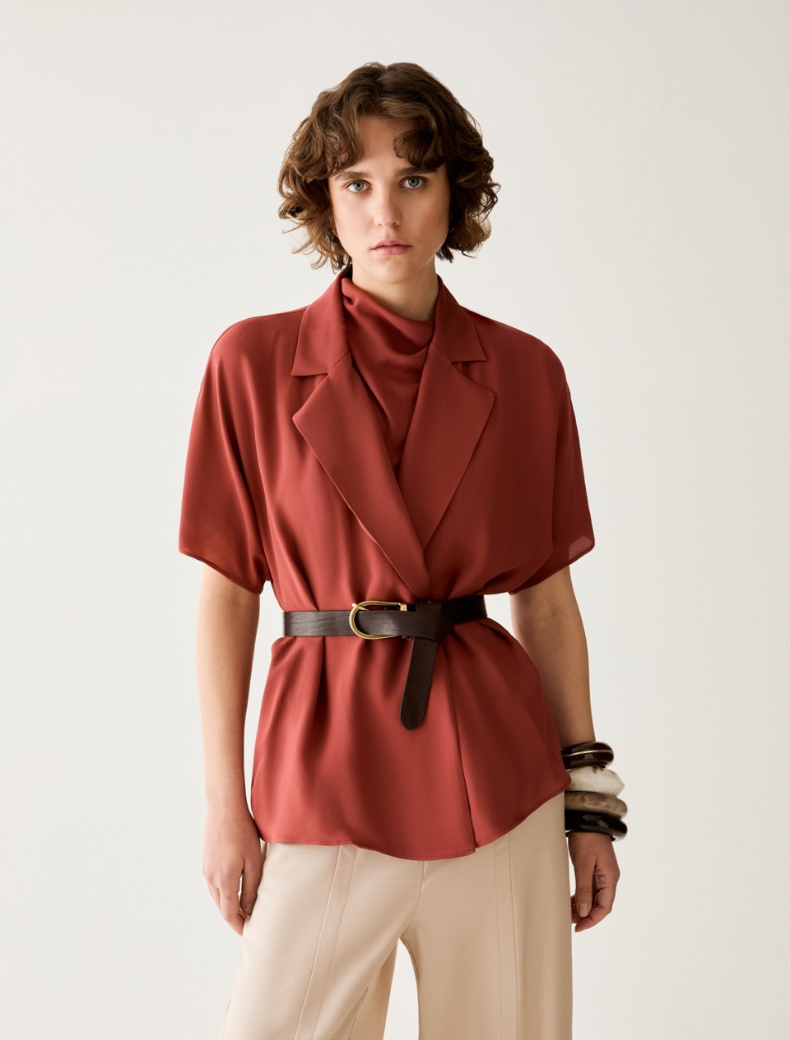 Double georgette blazer - RED - pennyblack