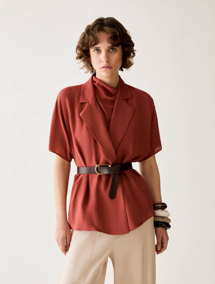 Double georgette blazer - RED - Pennyblack