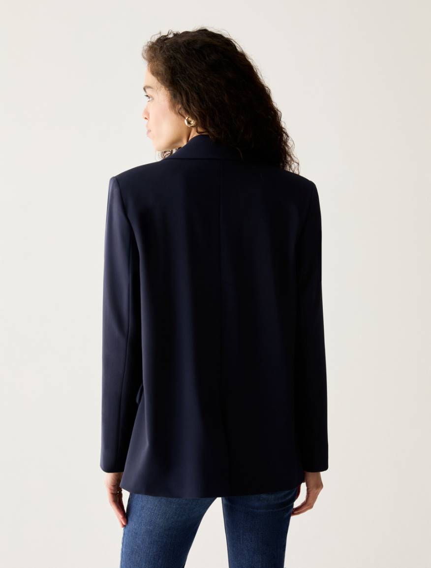Double-breasted cady blazer - NAVY - Pennyblack - 3
