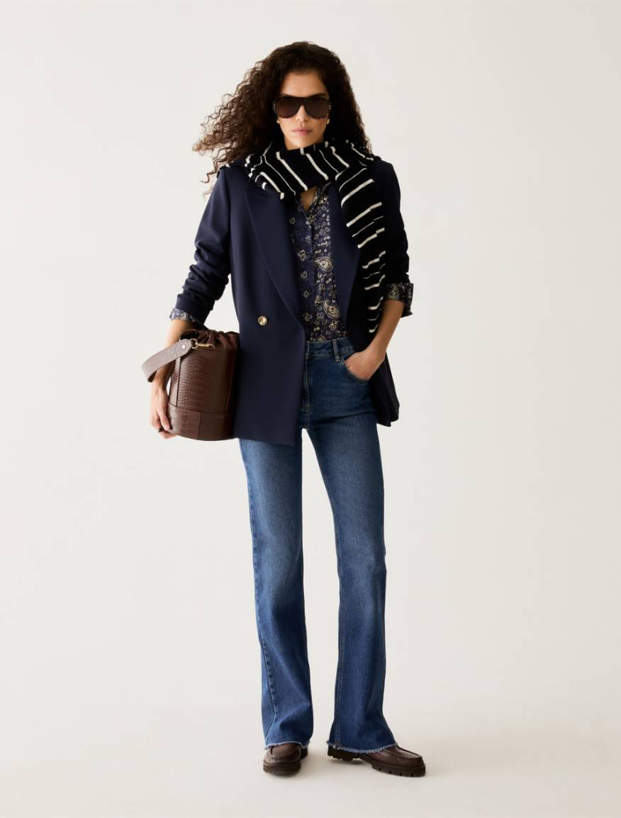 Double-breasted cady blazer - NAVY - Pennyblack - 5