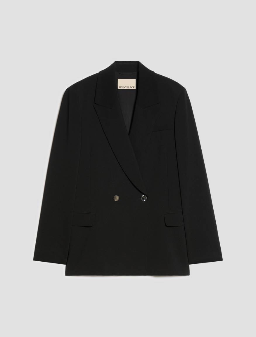 Double-breasted cady blazer - BLACK - Pennyblack - 2