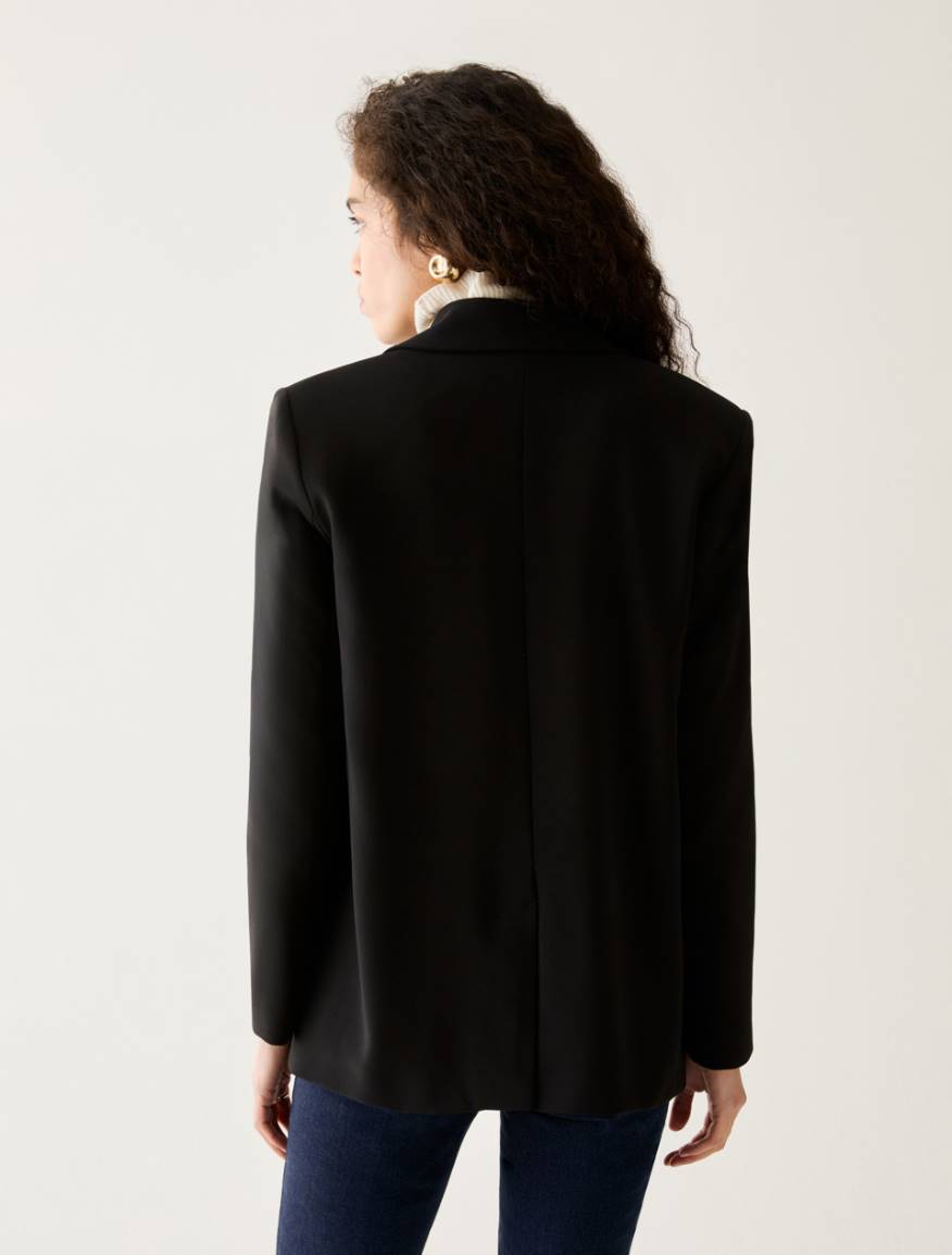 Double-breasted cady blazer - BLACK - Pennyblack - 3