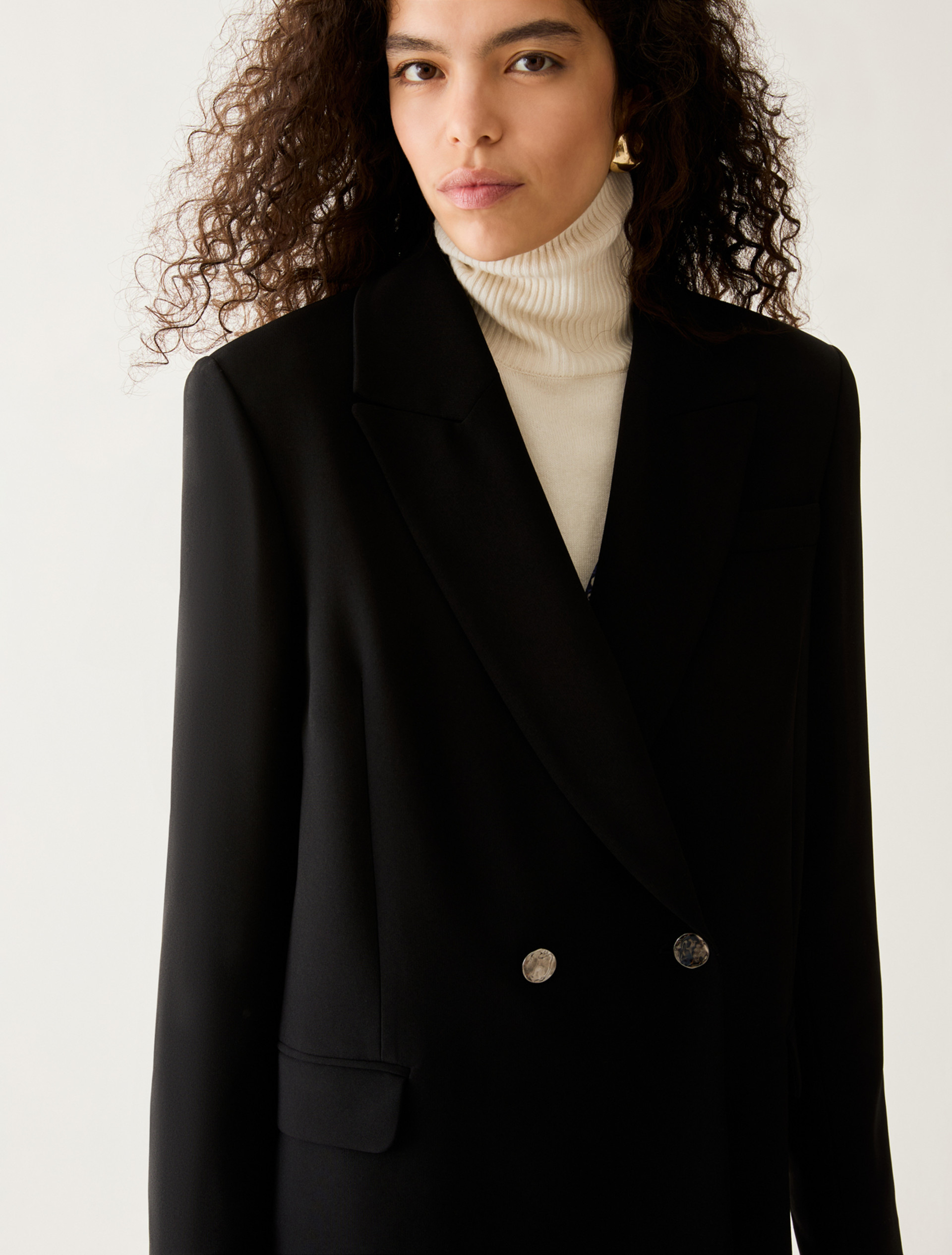 Double-breasted cady blazer - BLACK - Pennyblack - 4