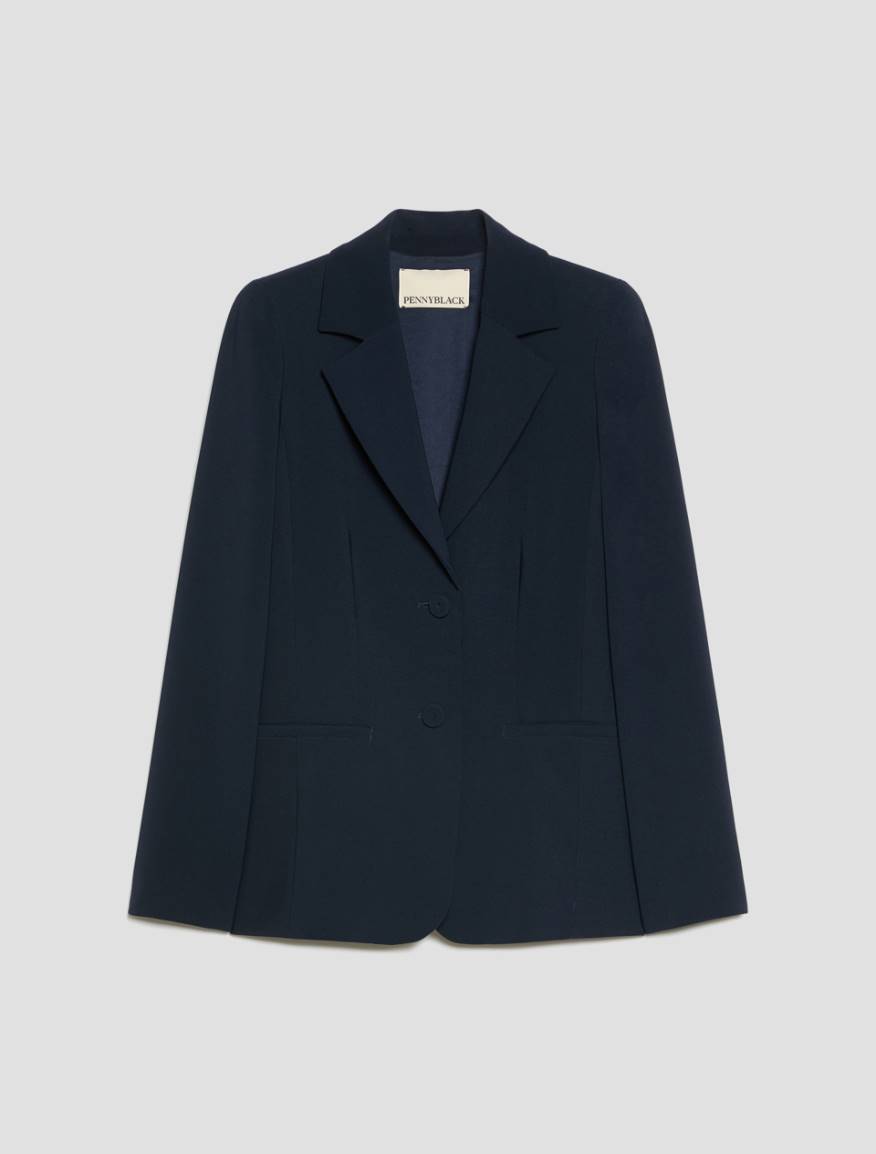 Single-breasted cady blazer - NAVY - Pennyblack - 2