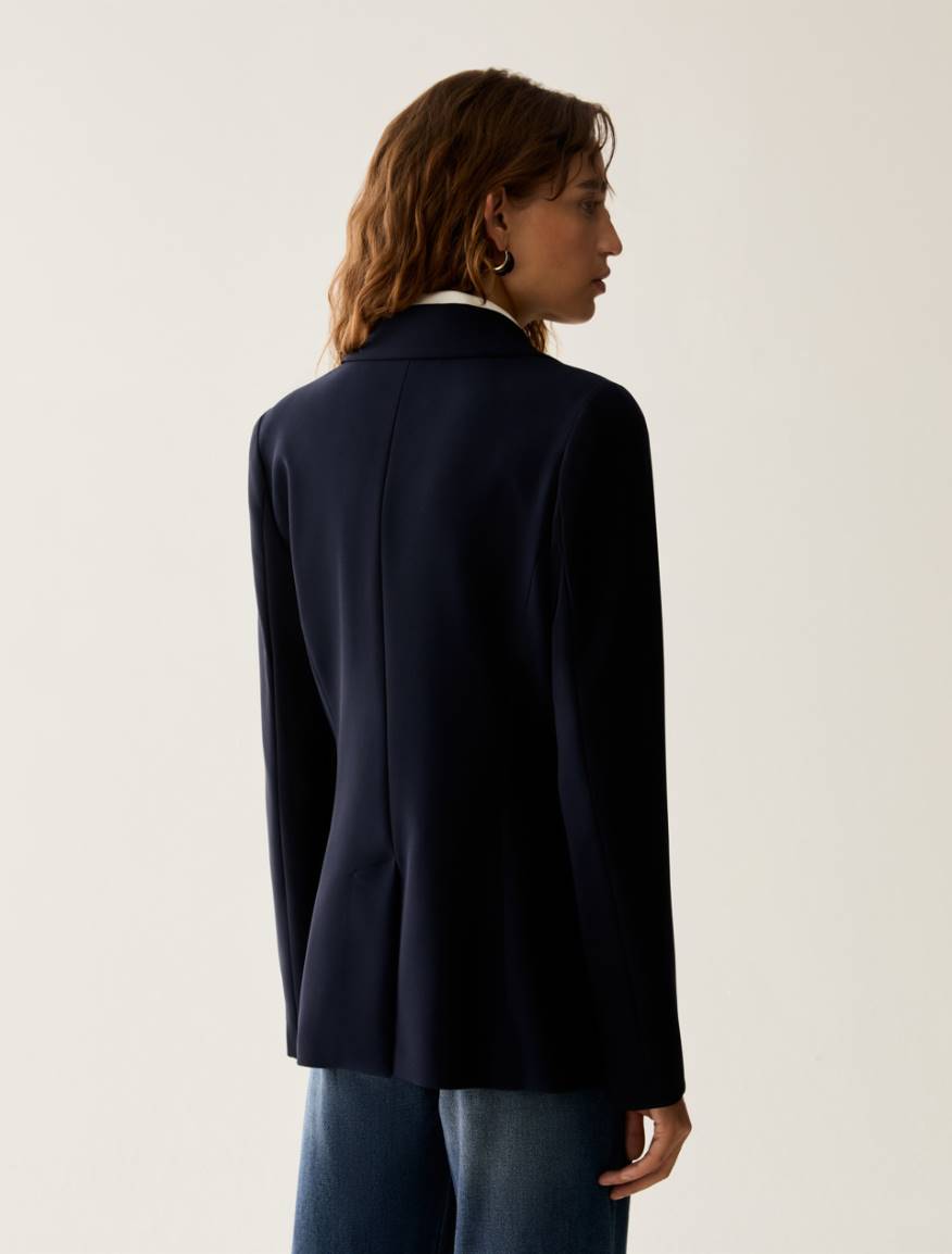 Single-breasted cady blazer - NAVY - Pennyblack - 3