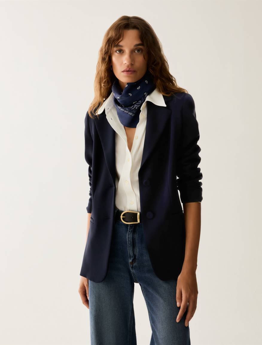 Single-breasted cady blazer - NAVY - Pennyblack