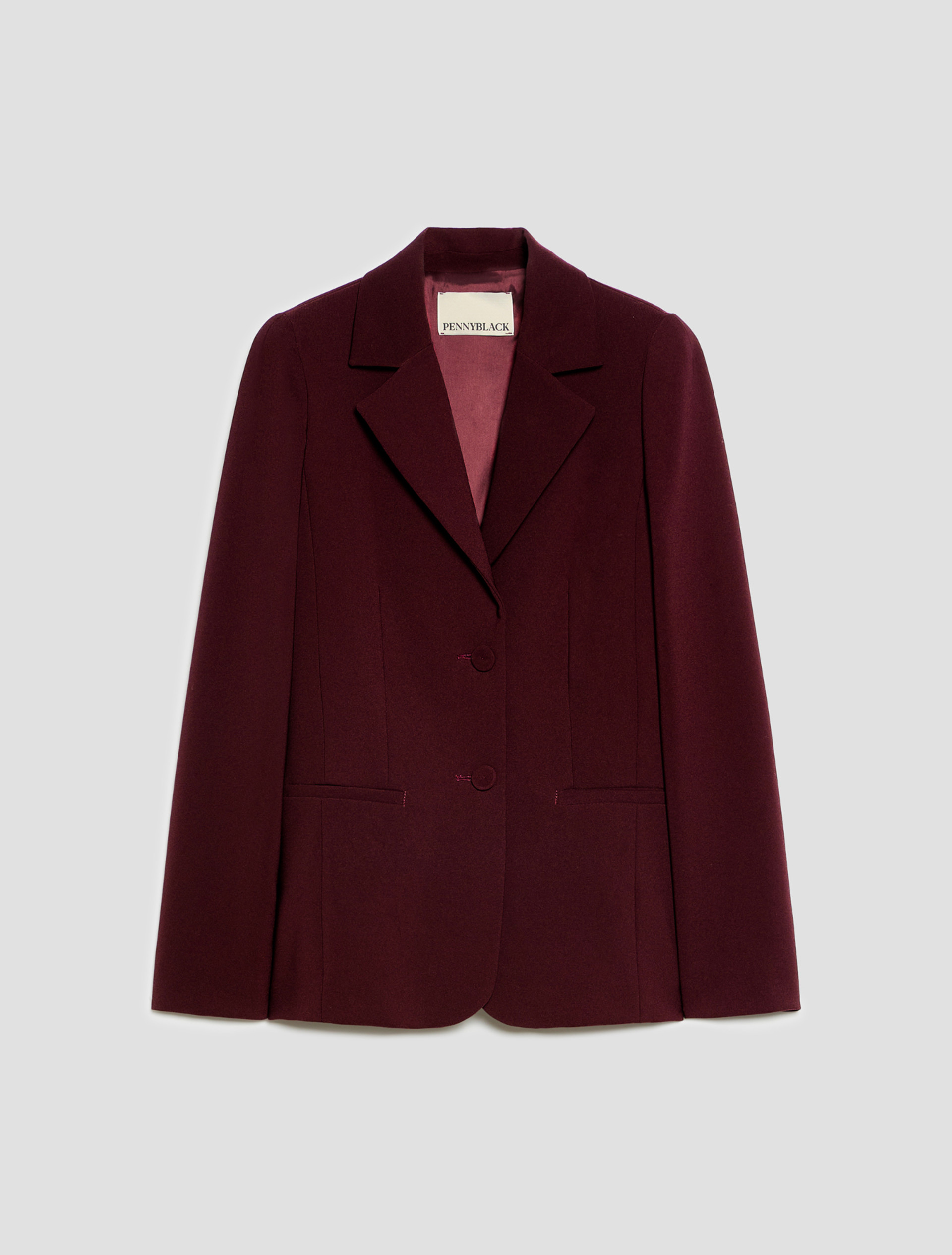 Single-breasted cady blazer - BORDEAUX - Pennyblack - 2