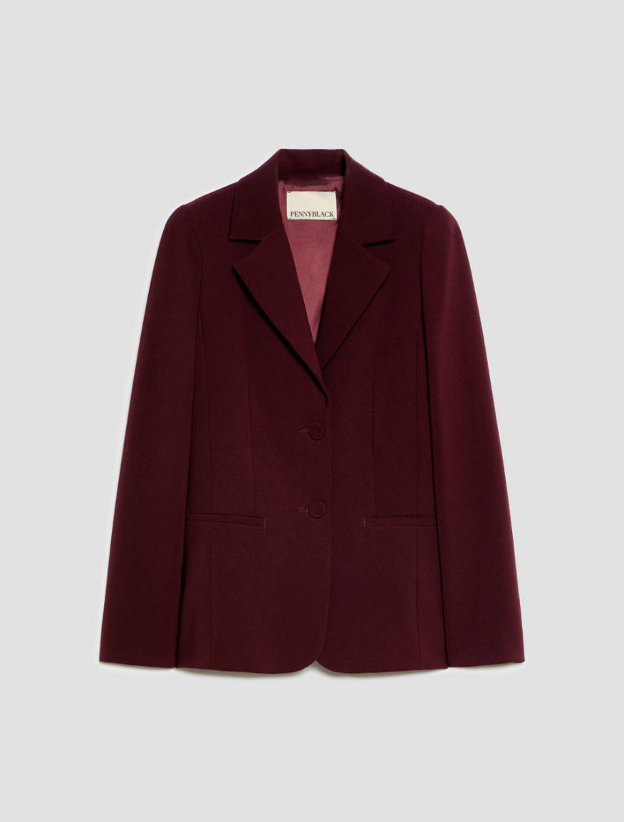 Single-breasted cady blazer - BORDEAUX - Pennyblack - 2