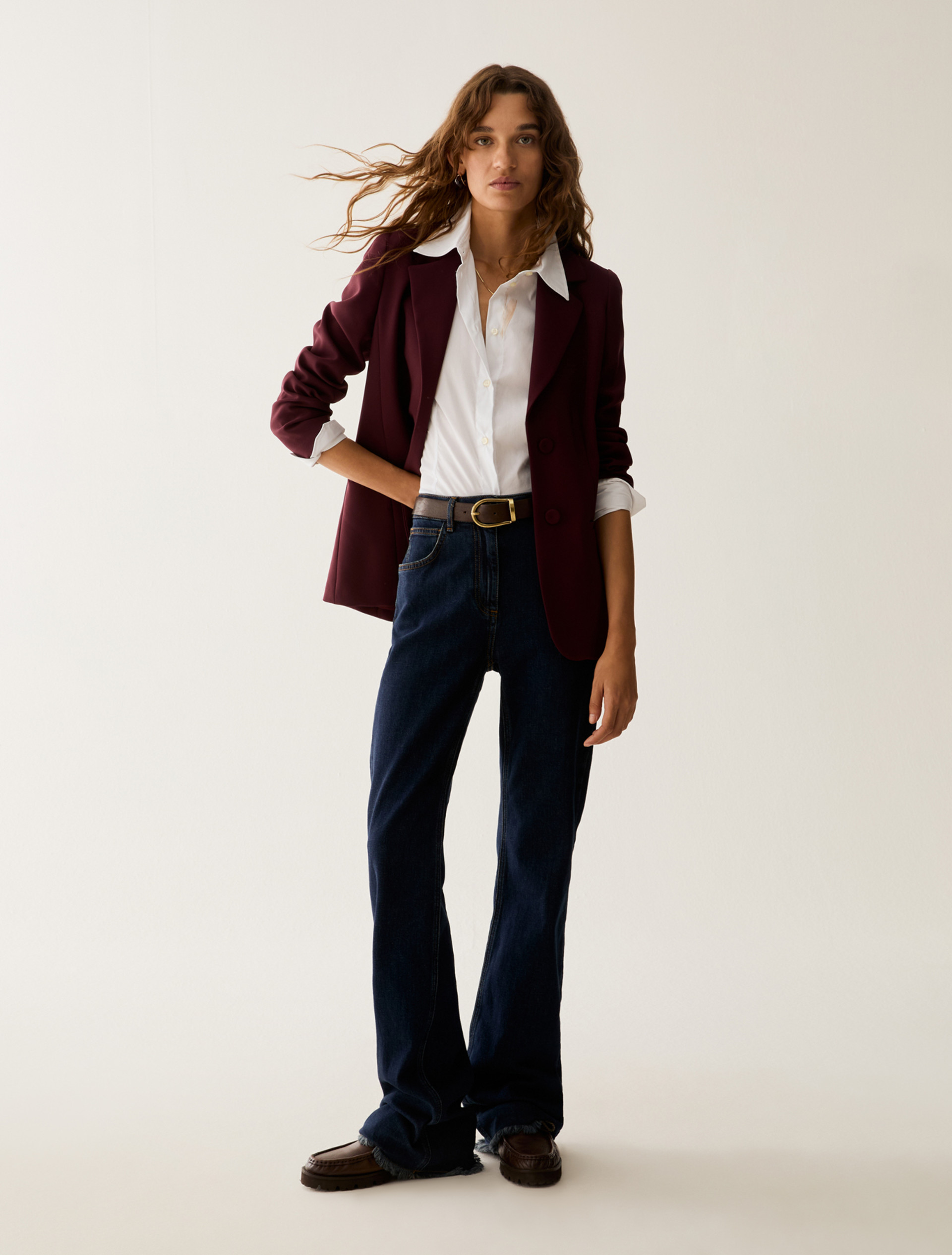 Single-breasted cady blazer - BORDEAUX - Pennyblack - 5