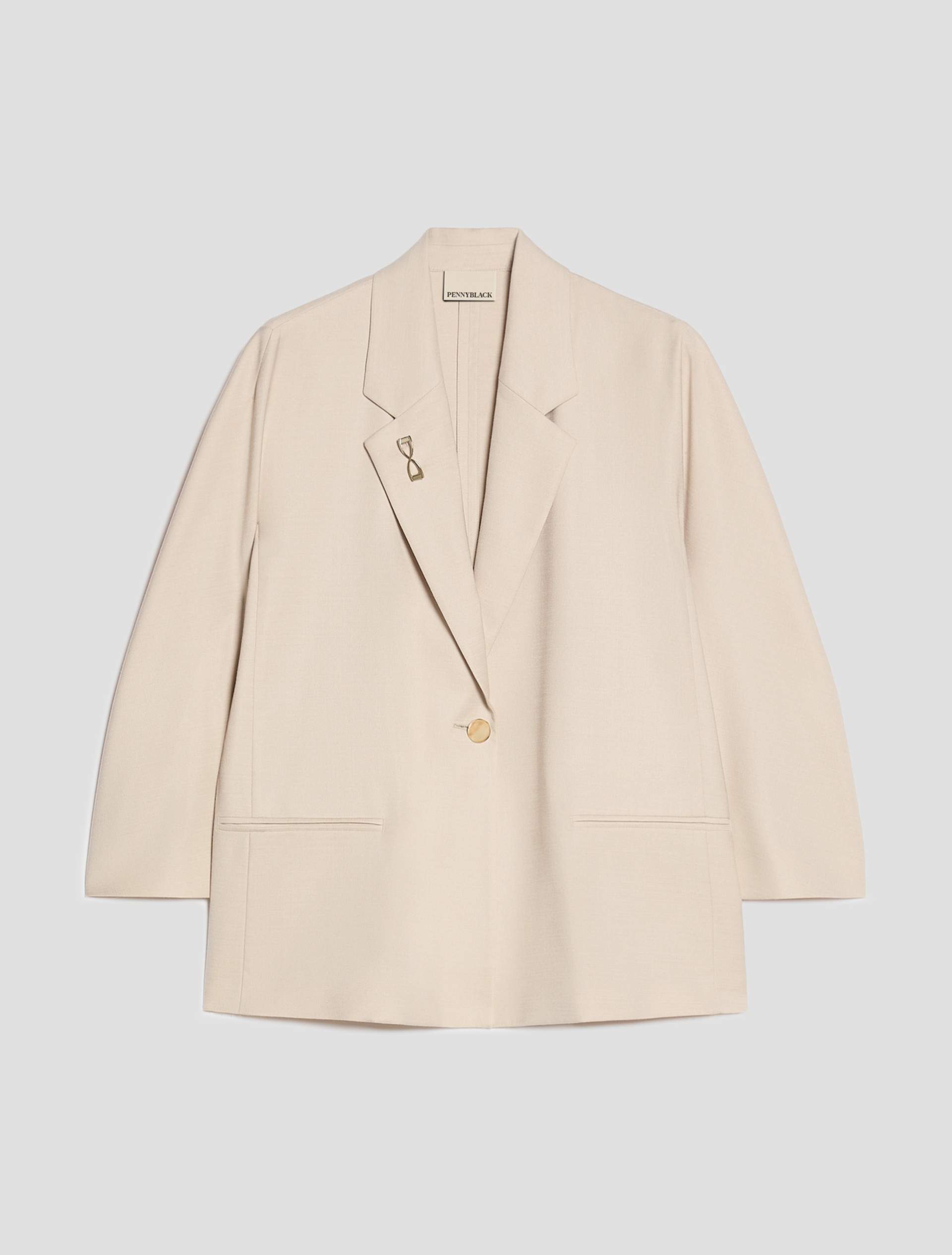 Soft single-breasted blazer - ALMOND - pennyblack