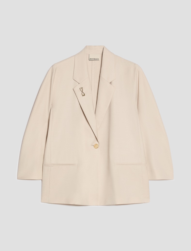 Soft single-breasted blazer - ALMOND - pennyblack