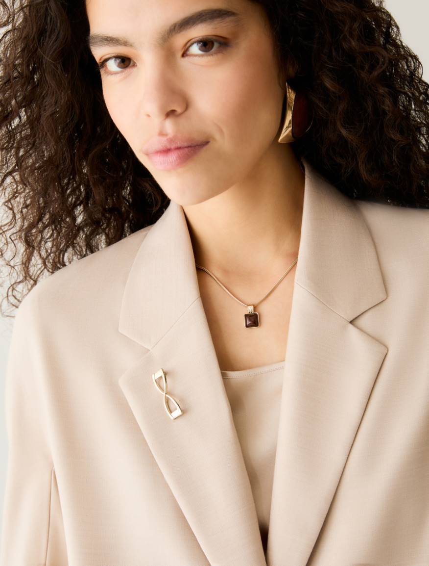 Soft single-breasted blazer - ALMOND - Pennyblack - 4