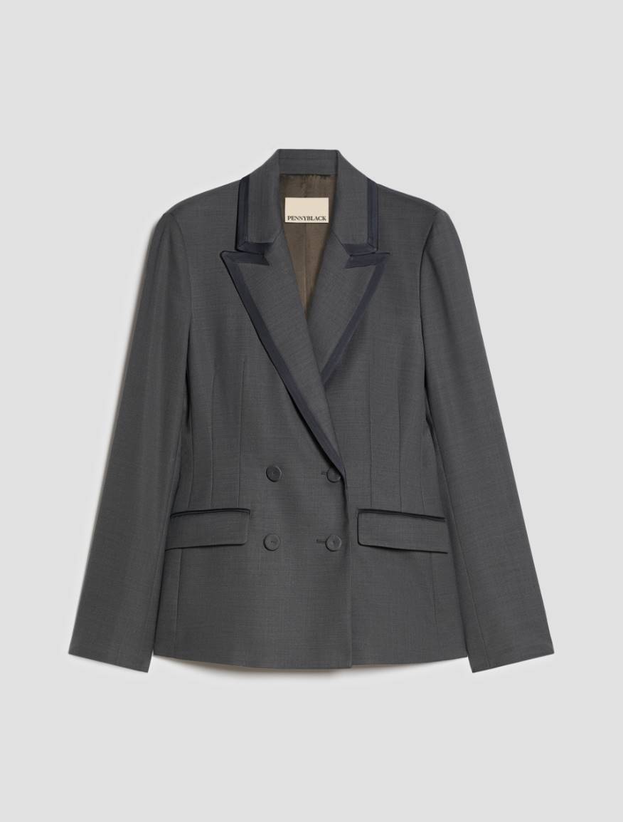 Slim double-breasted blazer - PEWTER - Pennyblack - 2
