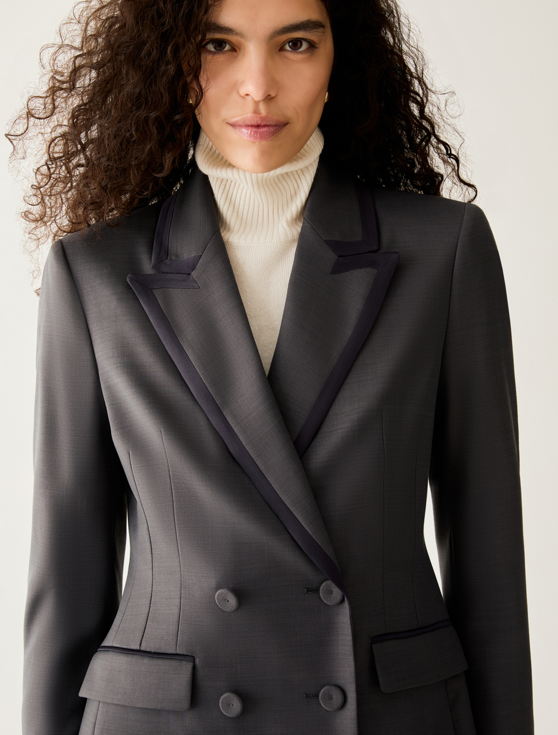 Slim double-breasted blazer - PEWTER - Pennyblack - 4
