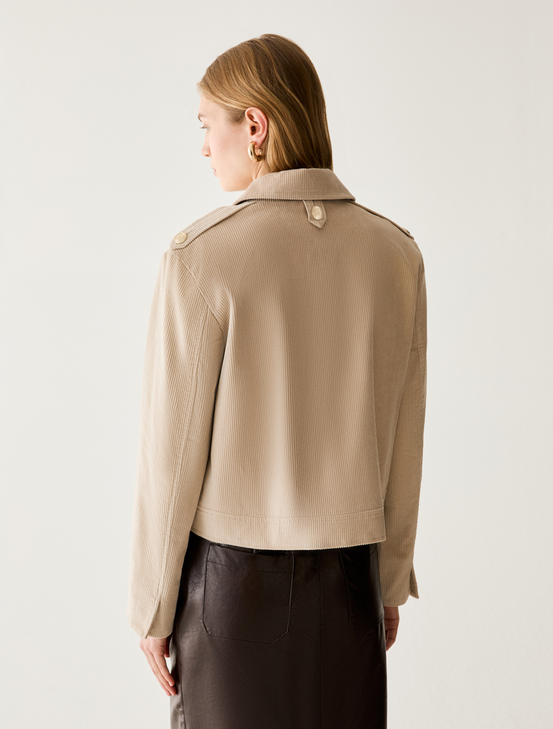 Giacca boxy in velluto a coste - BEIGE - Pennyblack - 3