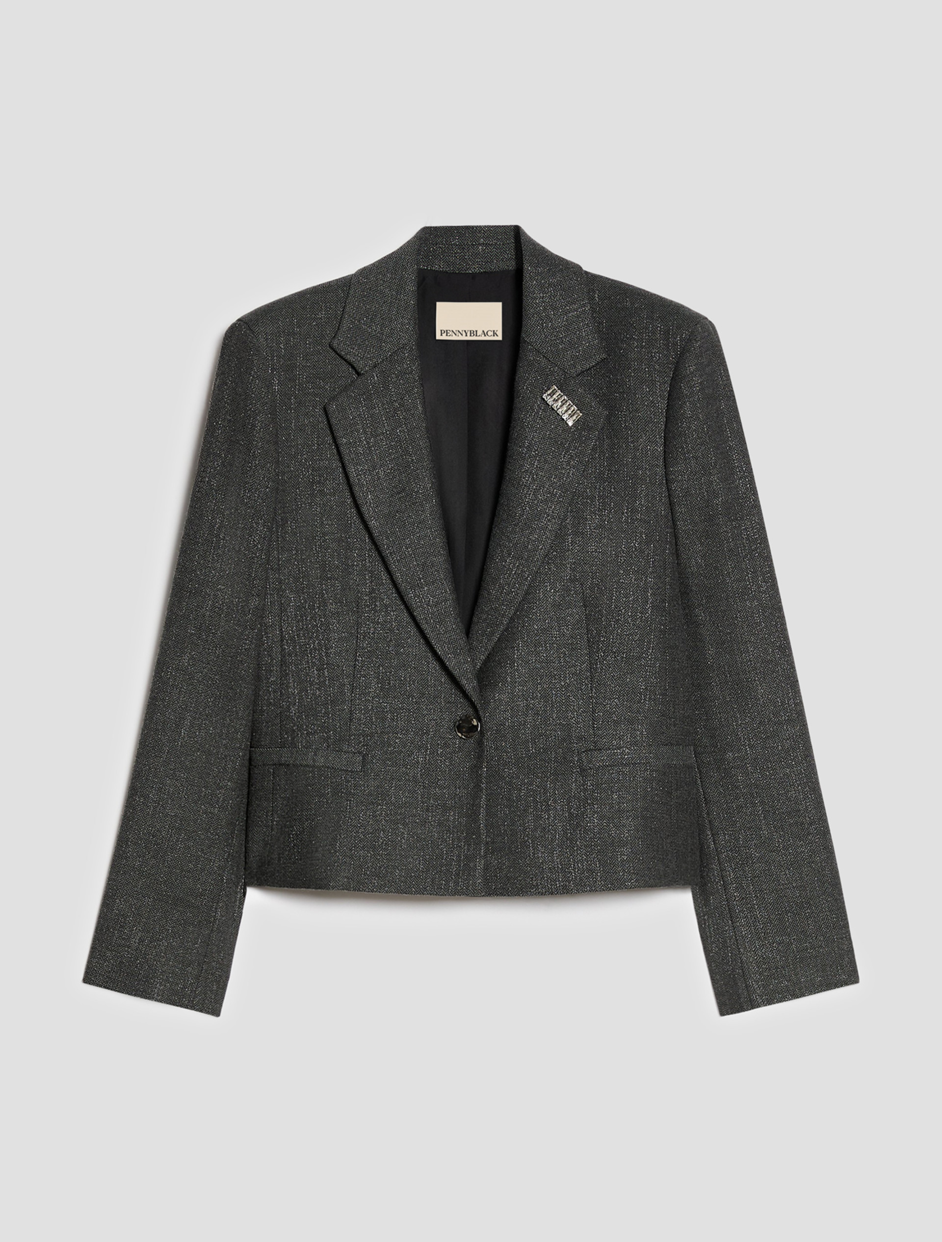 Lamé micro-pattern blazer - PEWTER - Pennyblack - 2