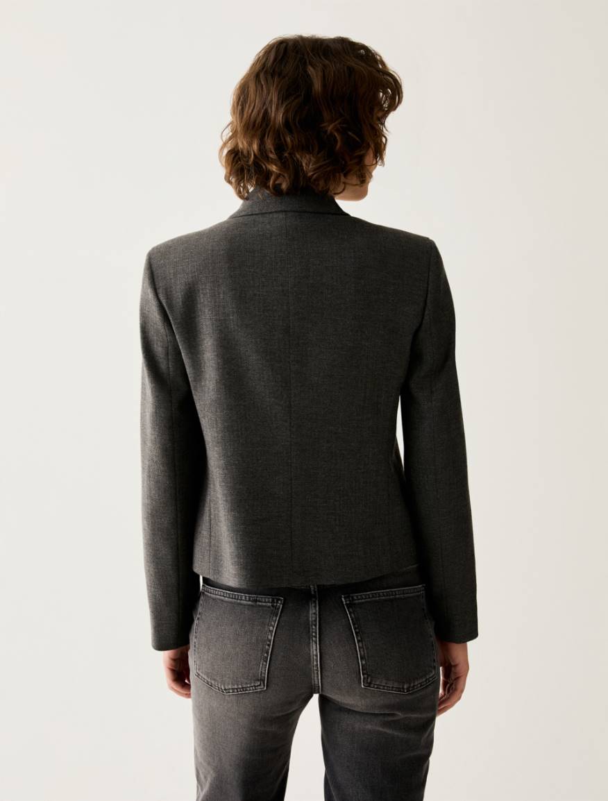 Lamé micro-pattern blazer - PEWTER - Pennyblack - 3
