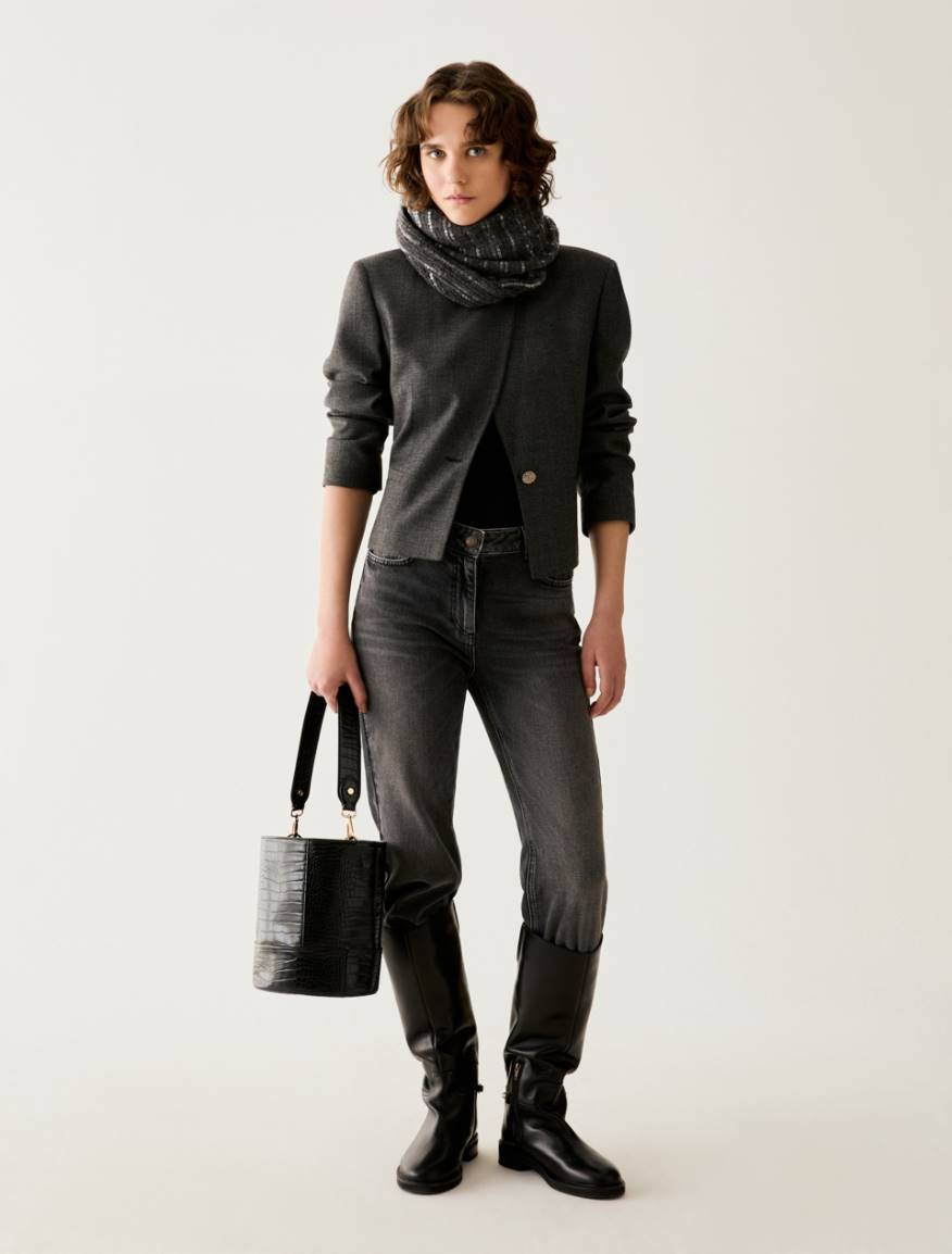 Lamé micro-pattern blazer - PEWTER - Pennyblack - 5