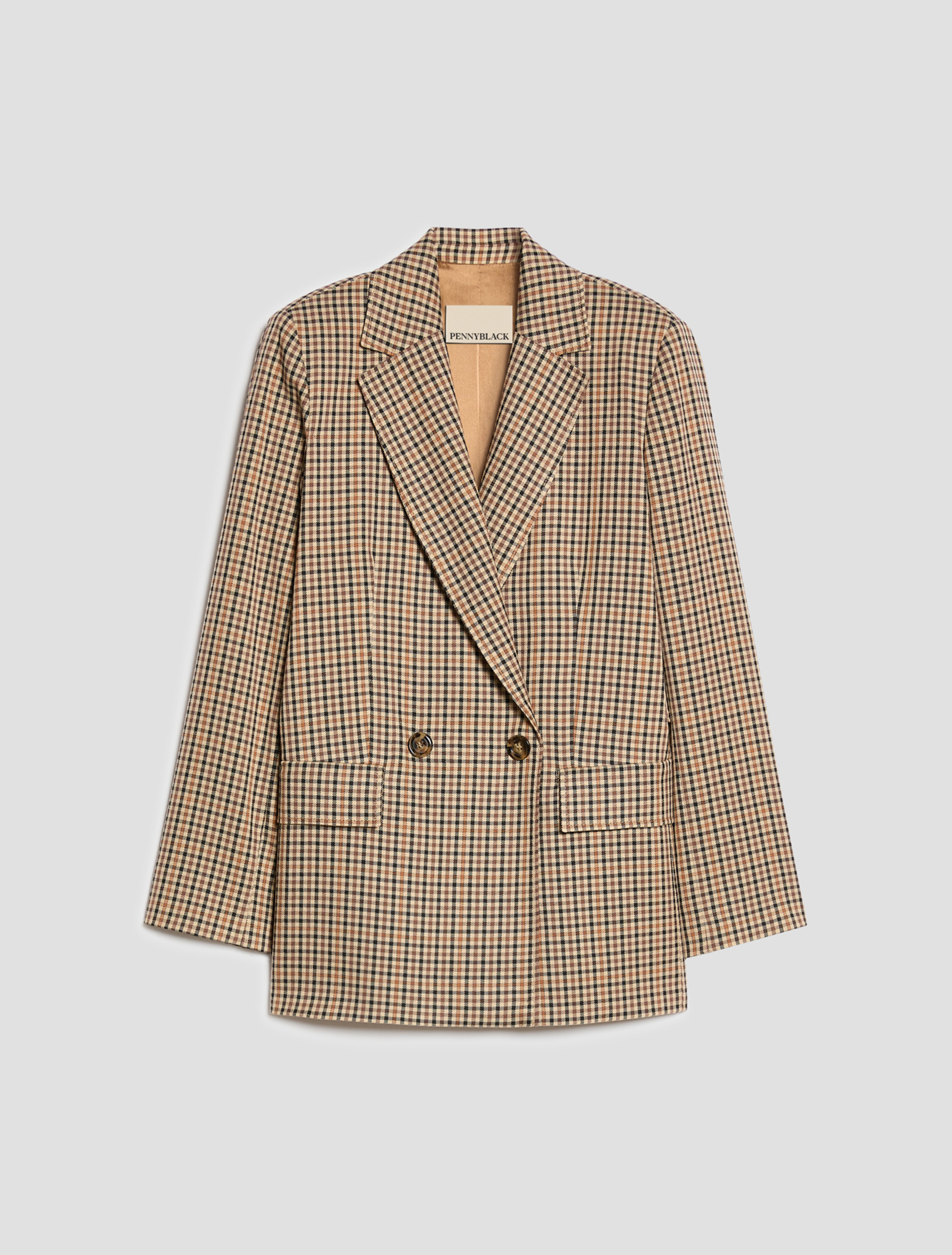 Gingham blazer - CAMEL - Pennyblack - 2