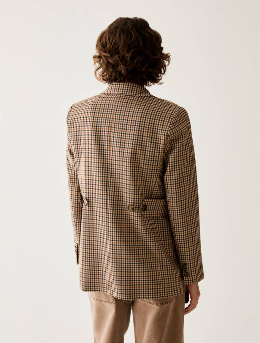 Gingham blazer - CAMEL - Pennyblack - 3