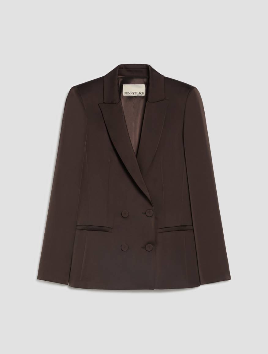 Double satin blazer - DARK BOWN - Pennyblack - 2
