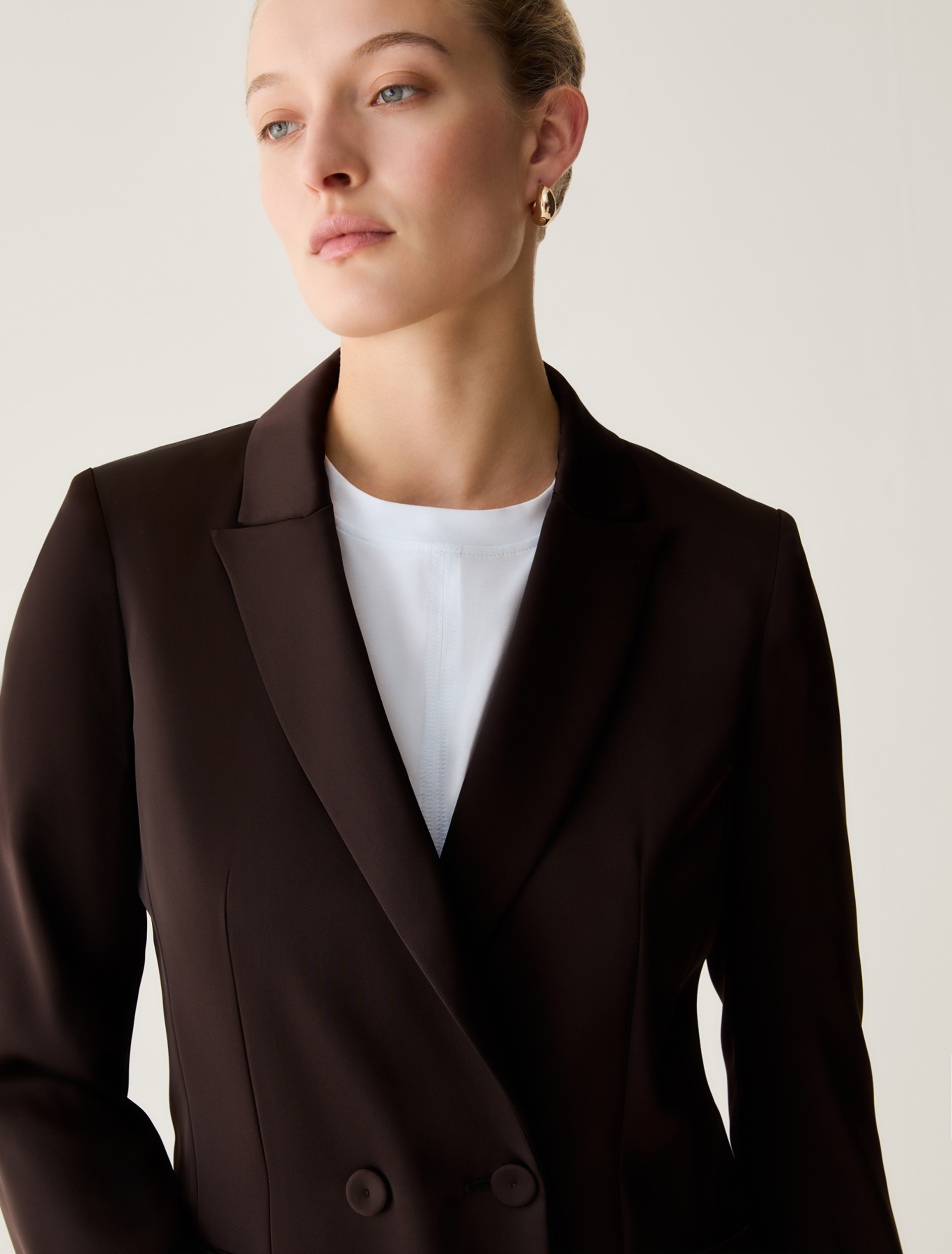 Double satin blazer - DARK BOWN - Pennyblack - 4